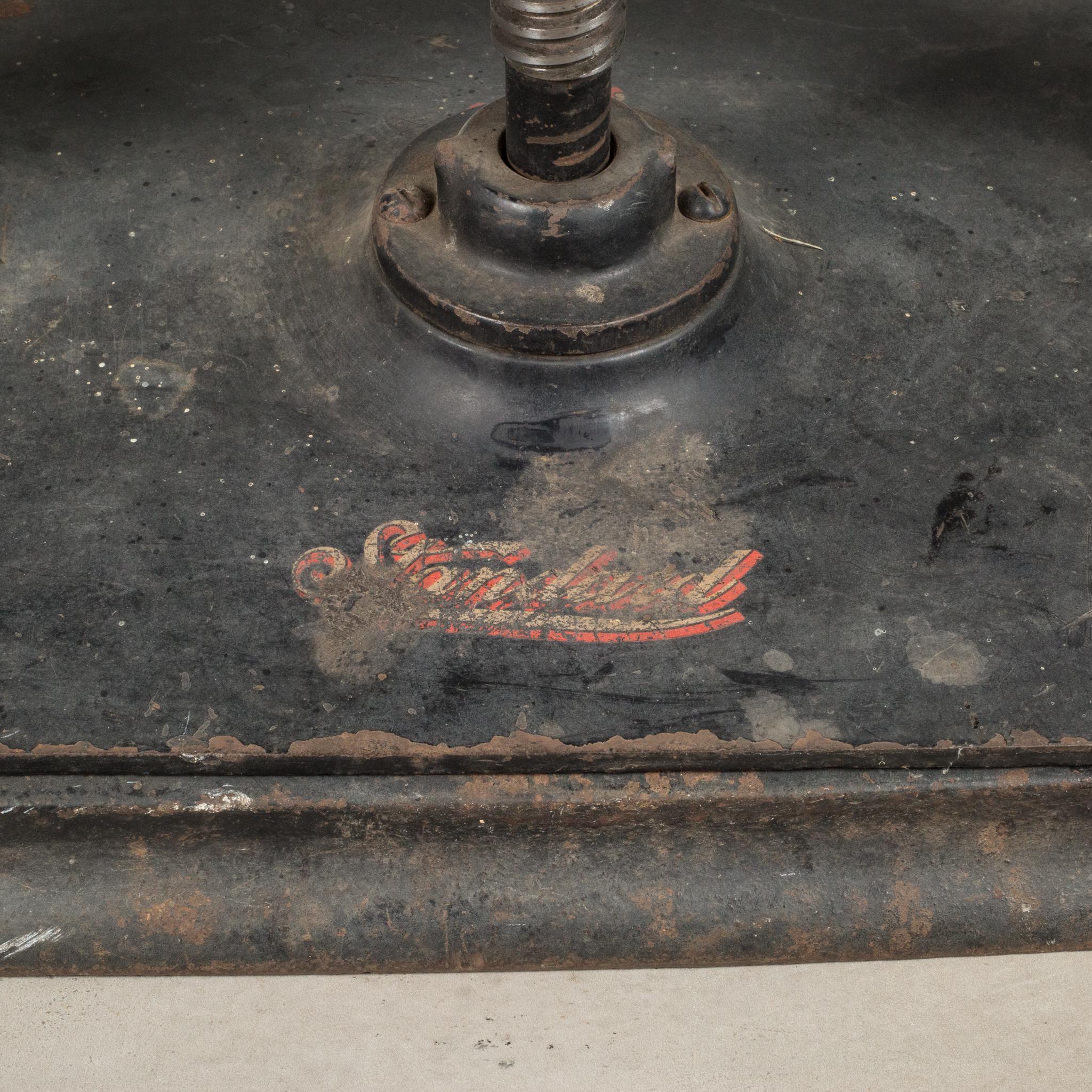 About

This is an antique cast iron wheel book binding press. The handle works properly and moves up and down. The book press has retained some of the original labels on the front and back and is structurally sound.

Creator standard.
Date of
