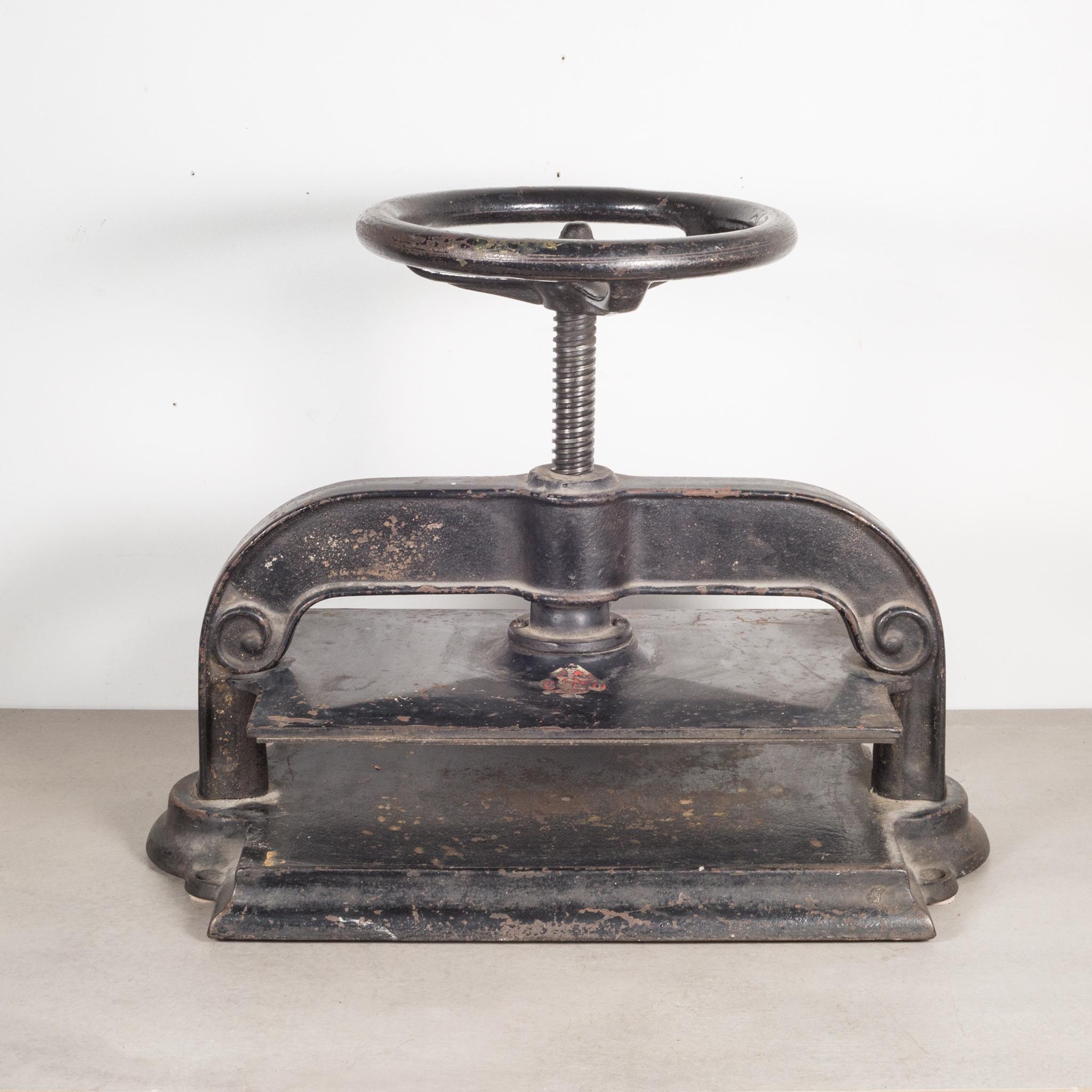 Late 19th C. Victorian Cast Iron Wheel Book Press, c.1890 1