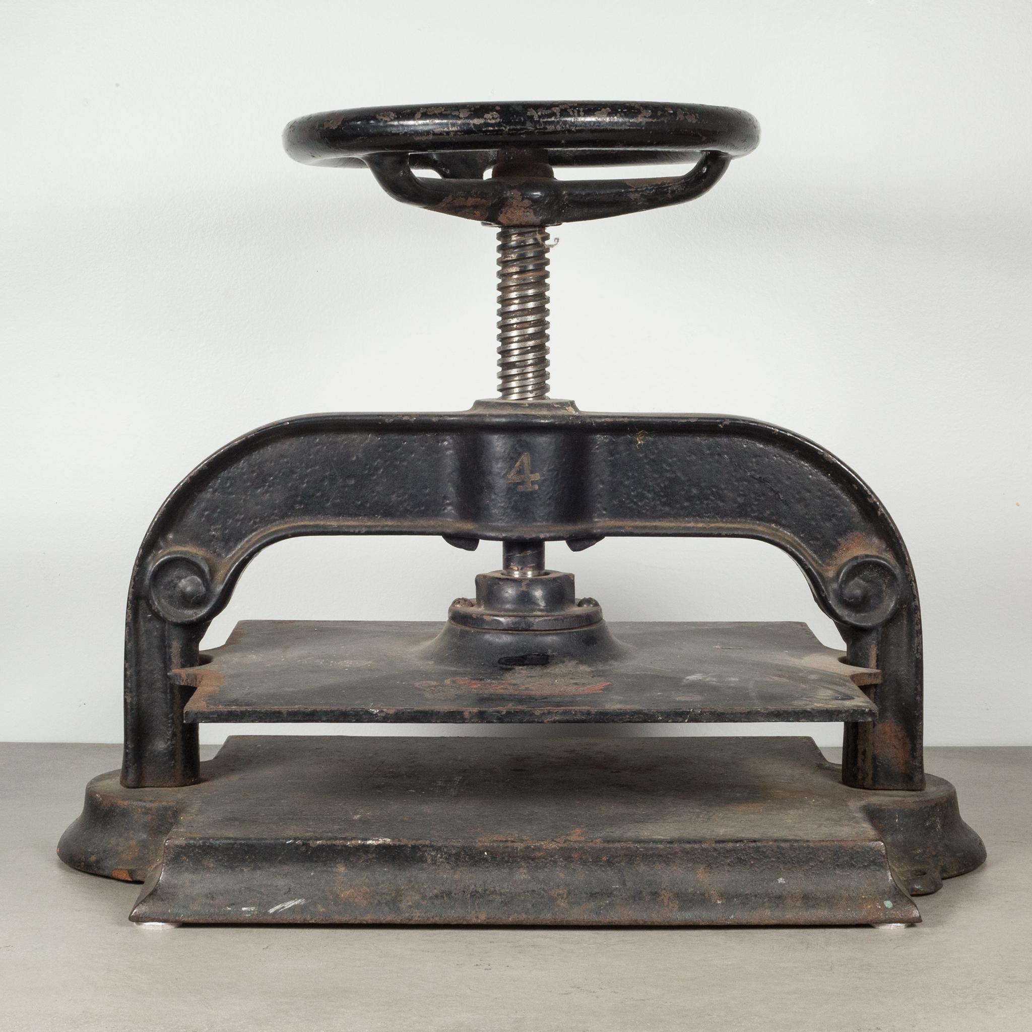 Late 19th C. Victorian Cast Iron Wheel Book Press, c.1890 1