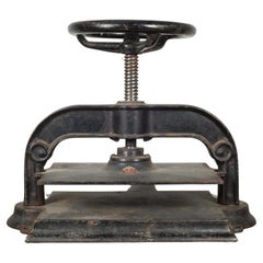 Antique Late 19th C. Victorian Cast Iron Wheel Book Press, c.1890