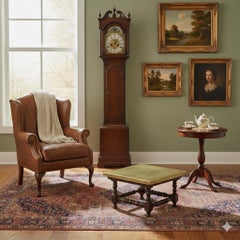 Late 19th-C. Victorian Era English Bobbin Carved Oak Stool With Brass Top