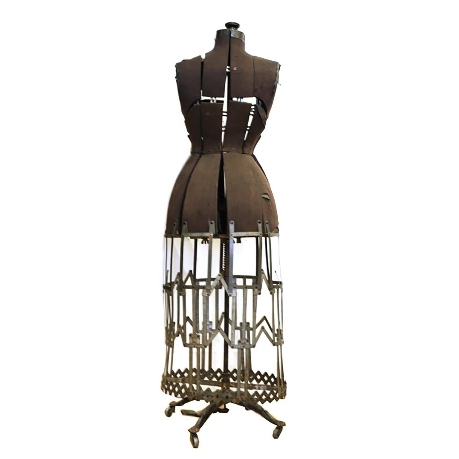 Late 19th Century Victorian Metal and Fabric Dressform, circa 1880s In Excellent Condition In San Francisco, CA