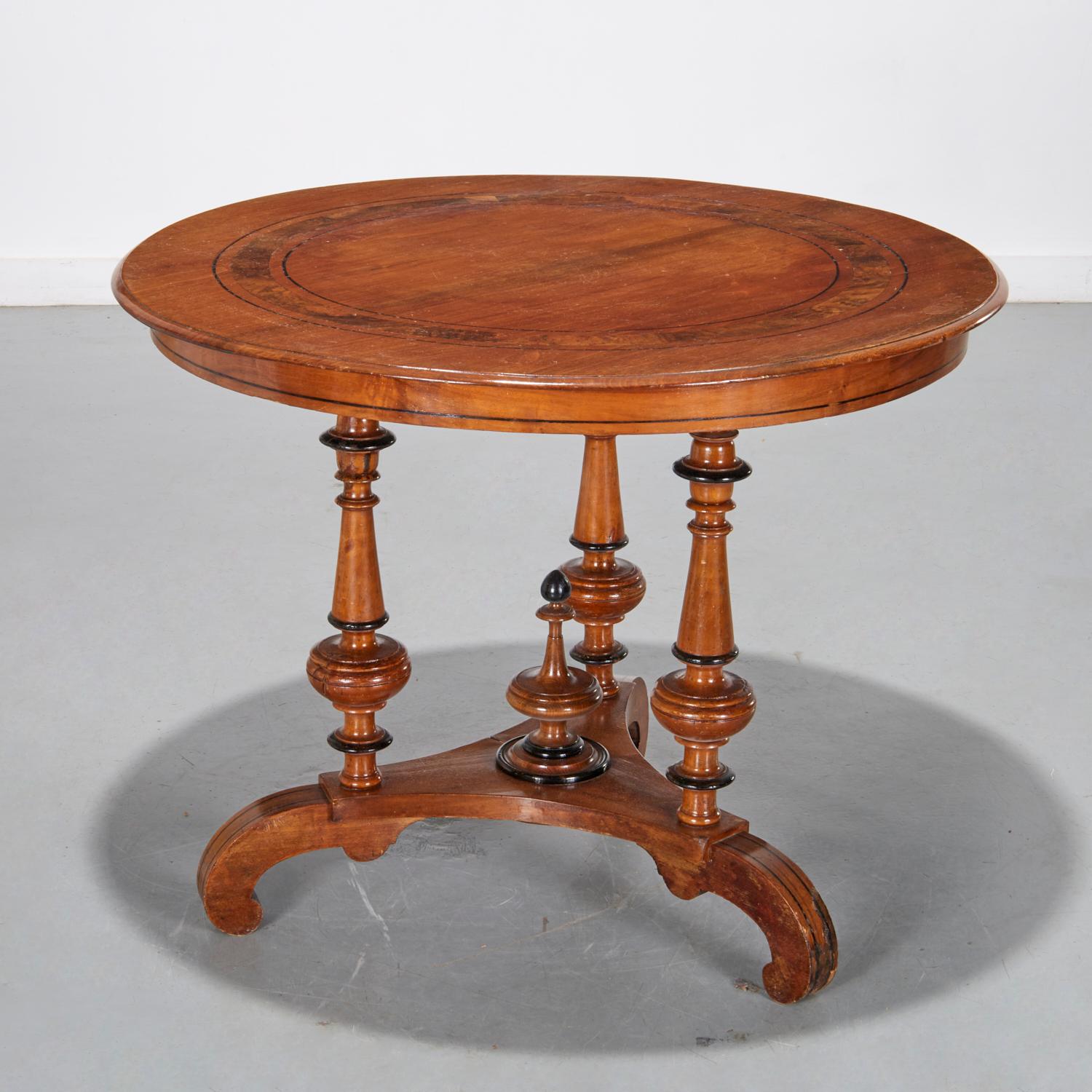 Late 19th C. Victorian Parcel Ebonized Walnut Center Table For Sale 3