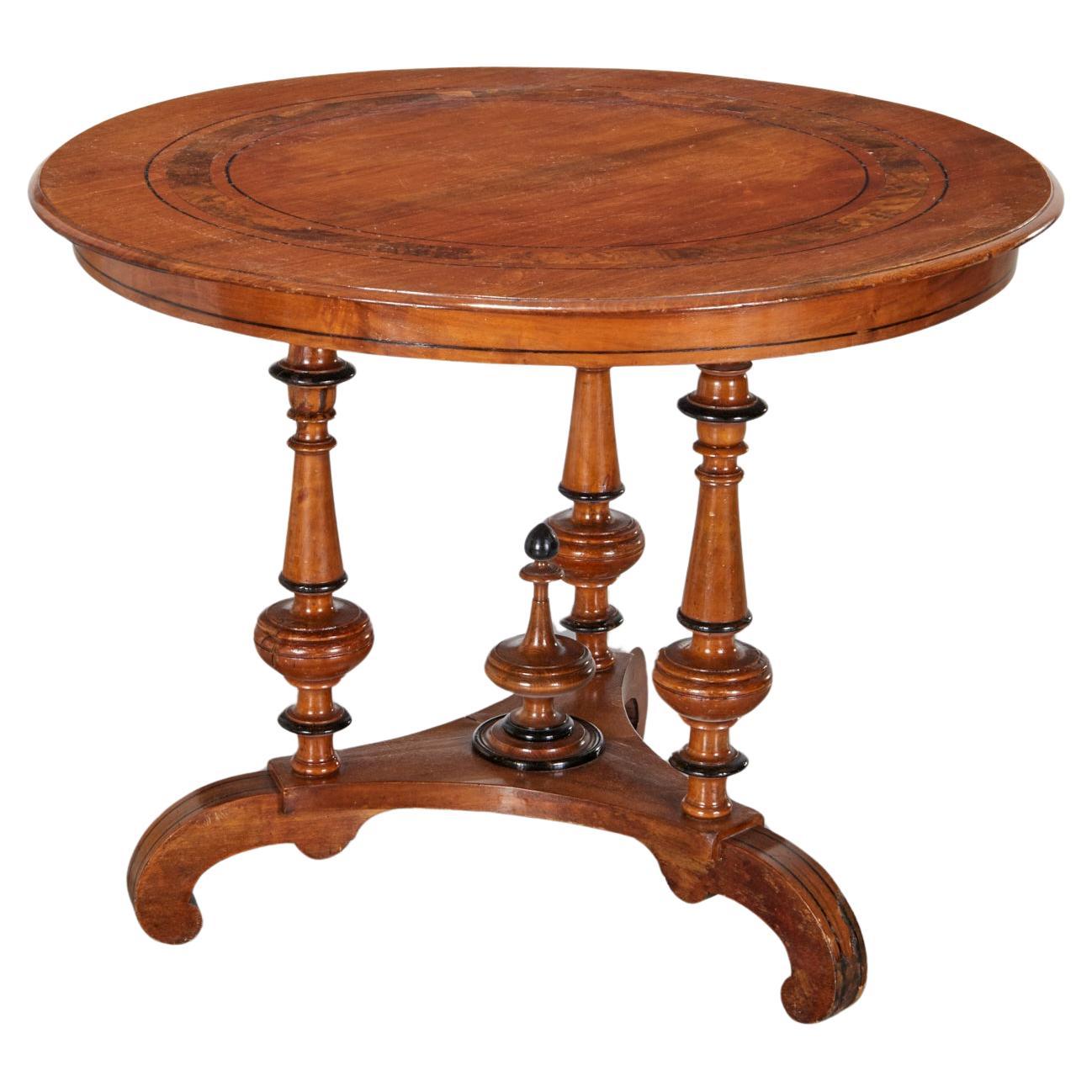 Late 19th C. Victorian Parcel Ebonized Walnut Center Table For Sale