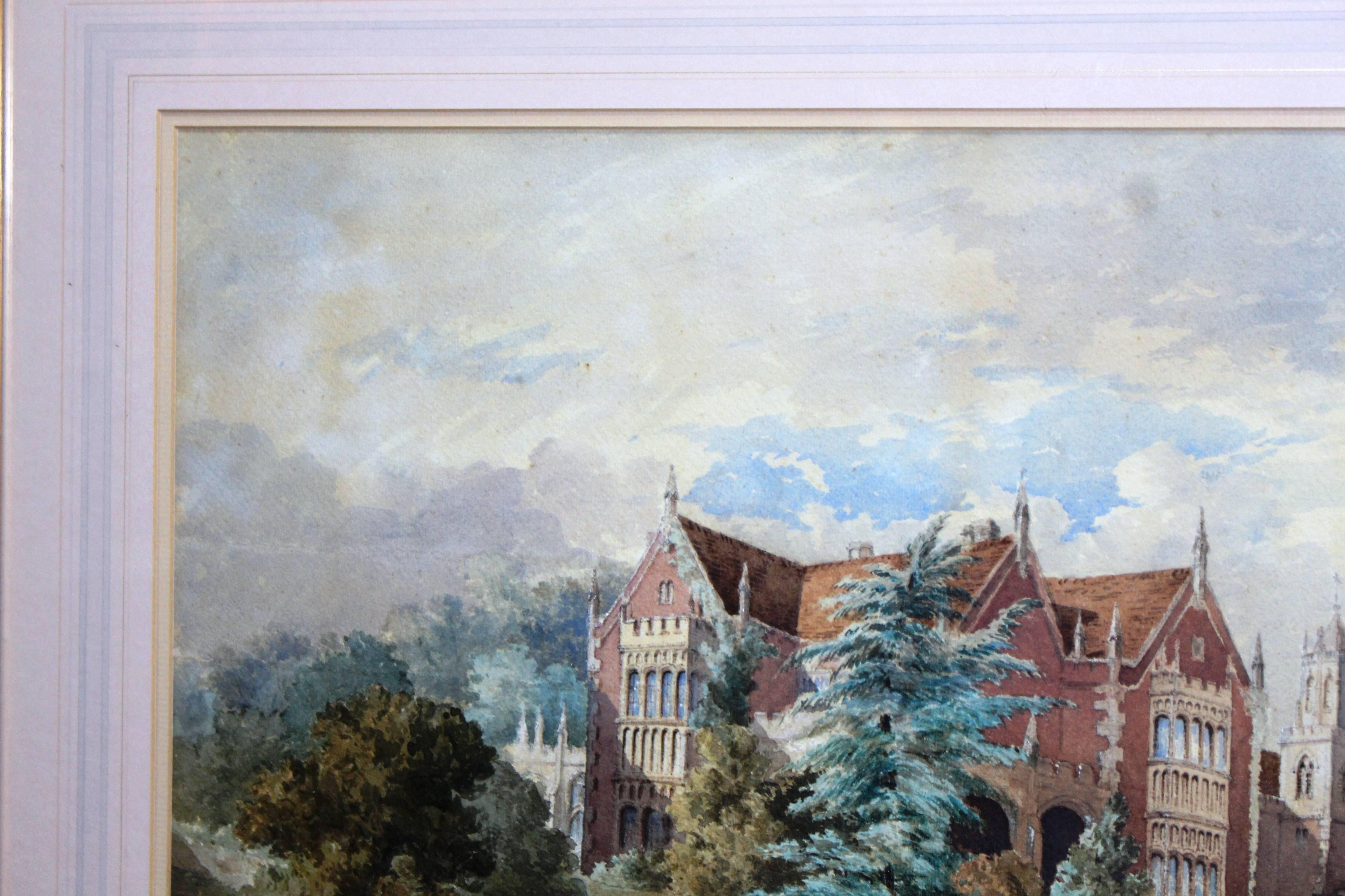 Late 19th Century Watercolor of an English Stately Home For Sale 2