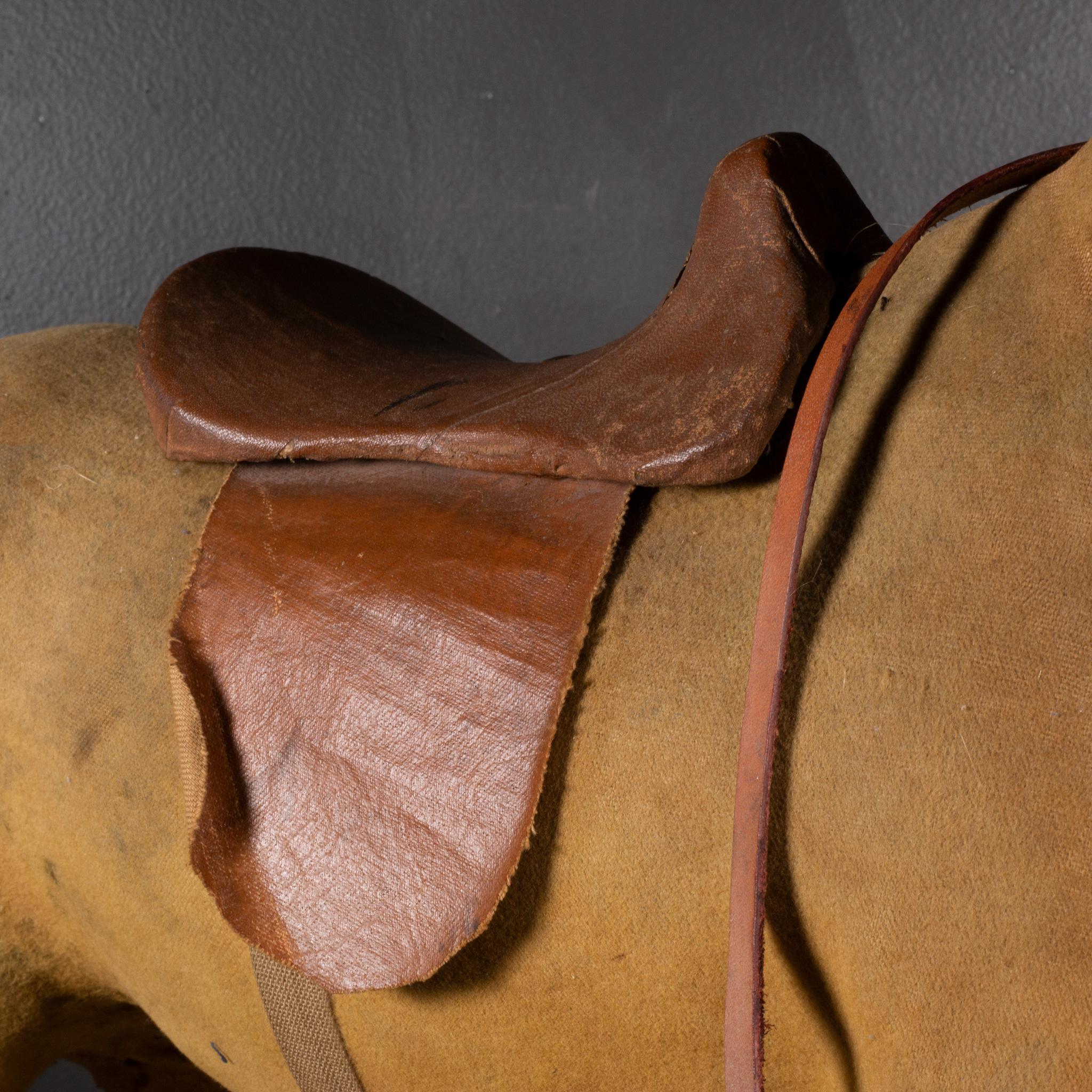 Metal Early 20th c. Wood and Leather Horse Pull Toy c.1930 For Sale