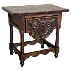 Antique Late 19th Carved Walnut Side or Coffee Table with drawer