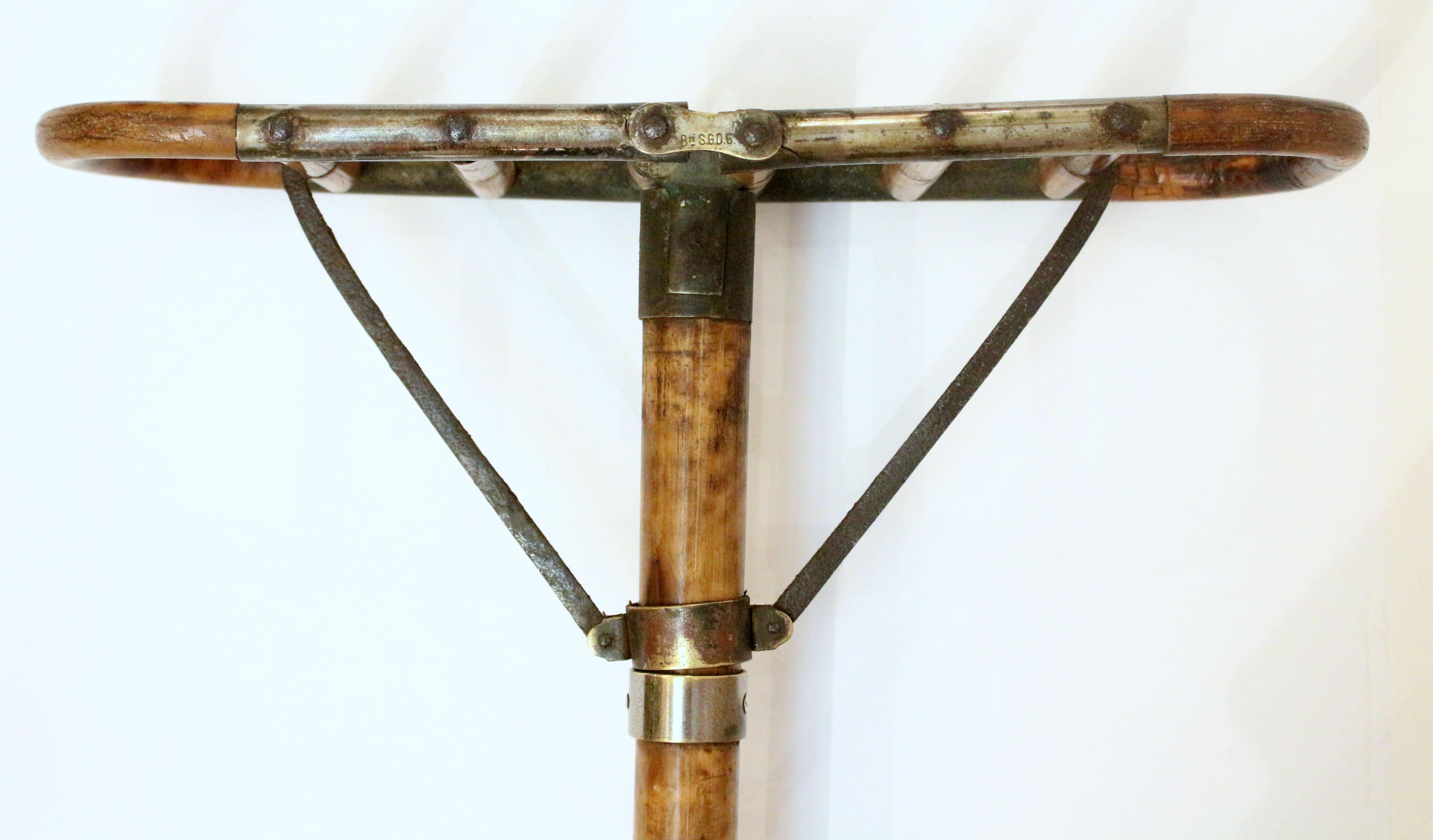 Late Victorian Late 19th Cent Bamboo & Brass Sporting Event or Hunting Walking Stick For Sale