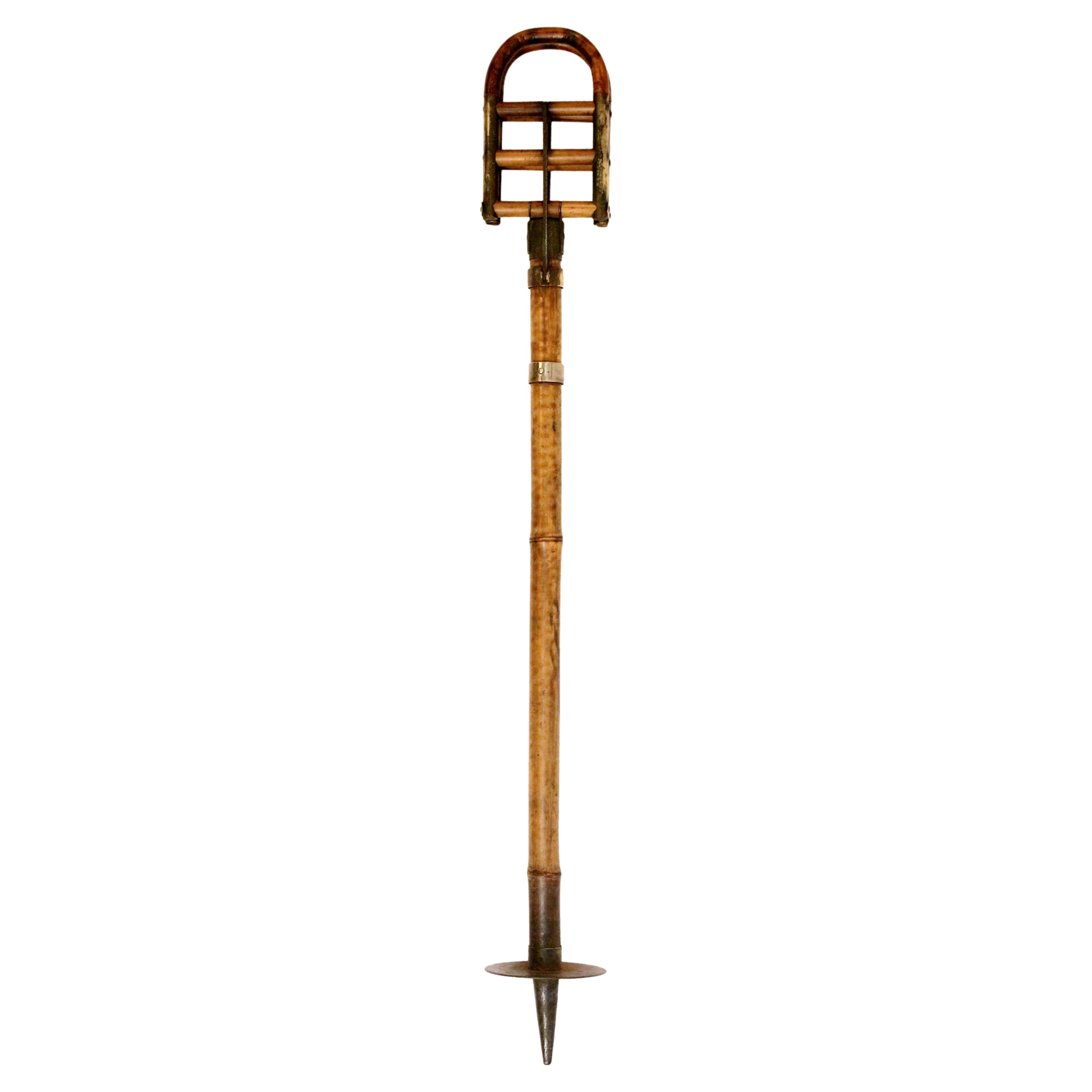 Late 19th Cent Bamboo & Brass Sporting Event or Hunting Walking Stick For Sale