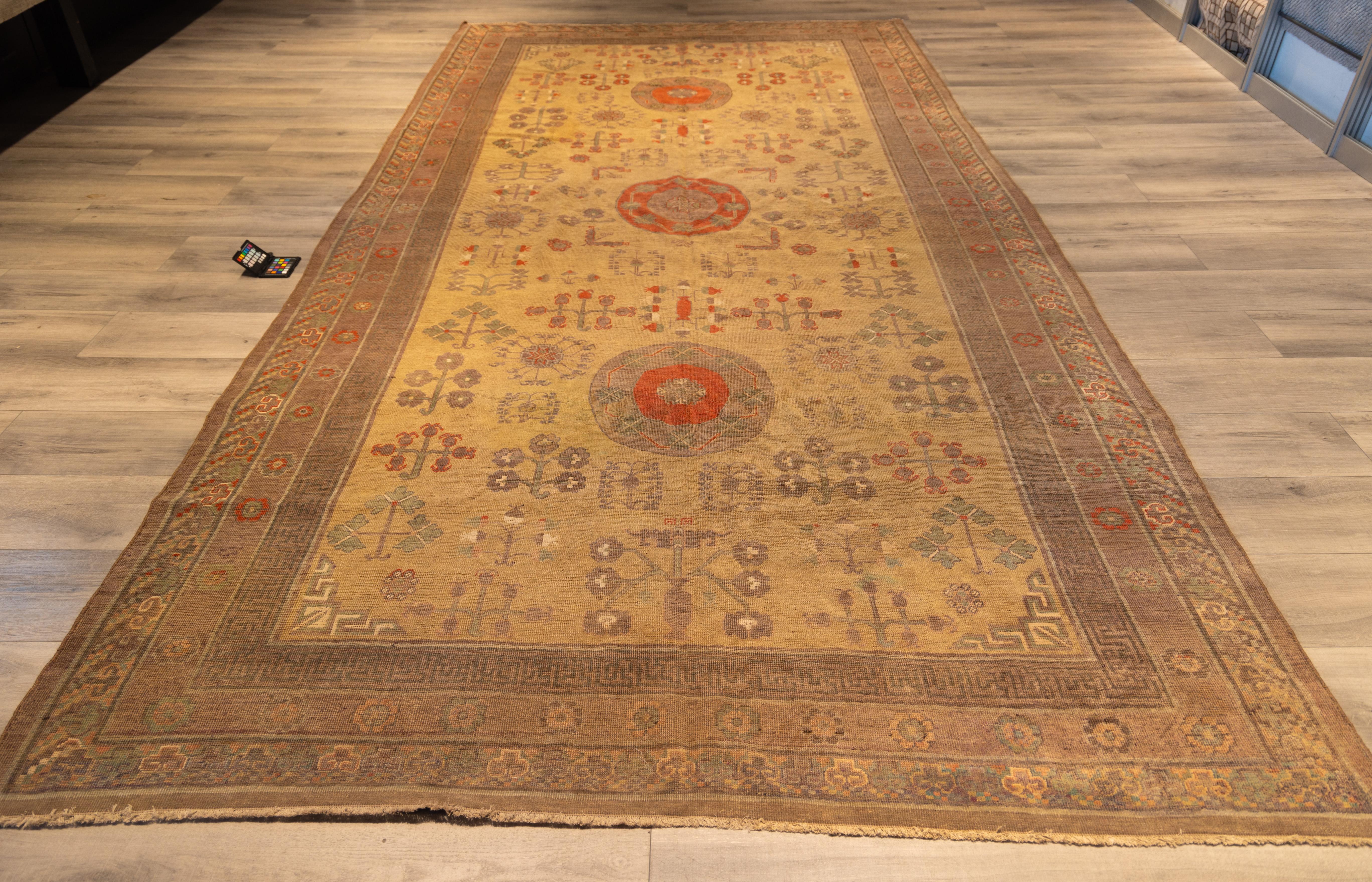 Wool late 19th cent chinese khotan rug