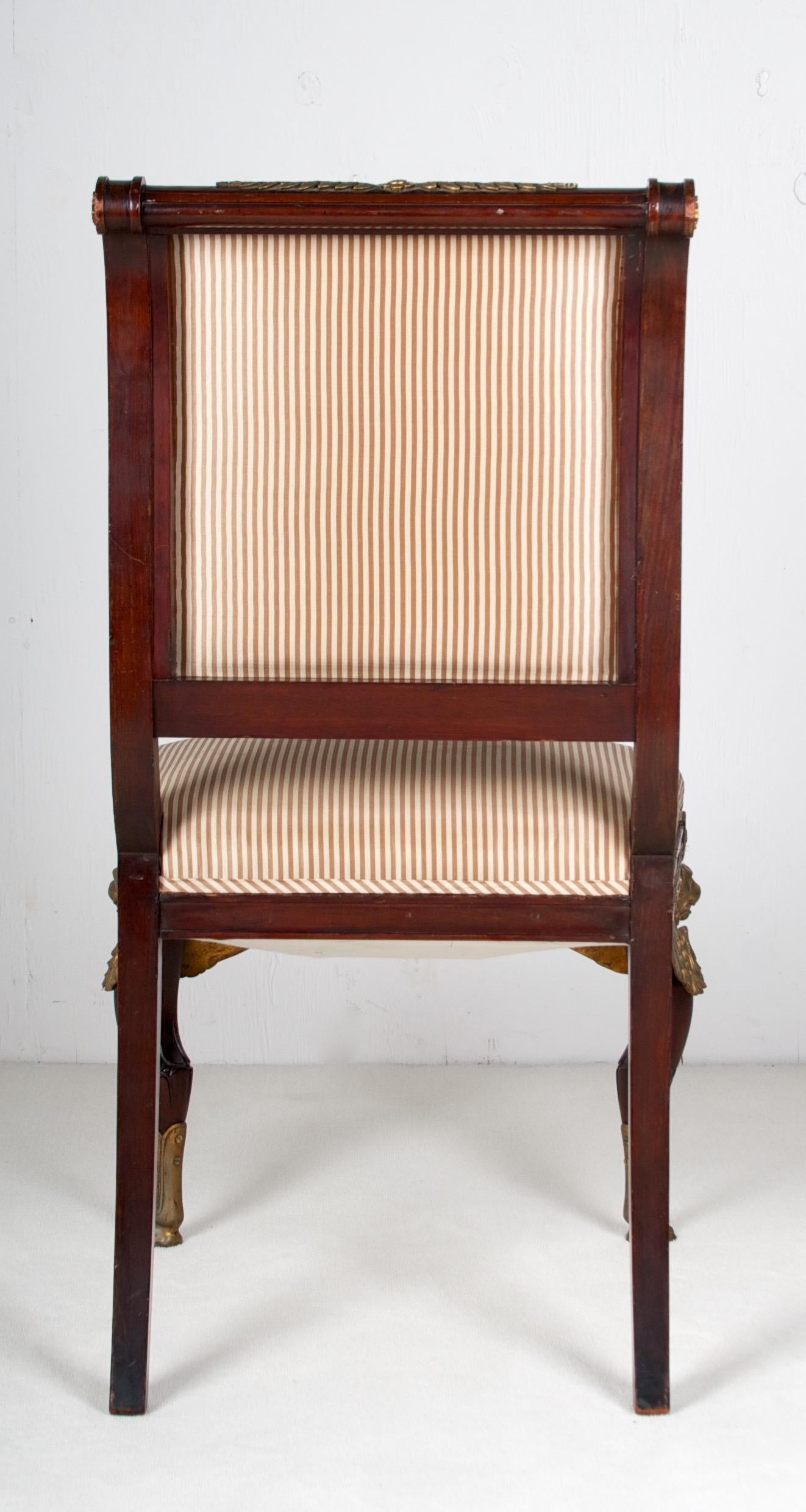 Late 19th, Century, French Empire Style Mahogany Side Chair-English In Good Condition In San Francisco, CA