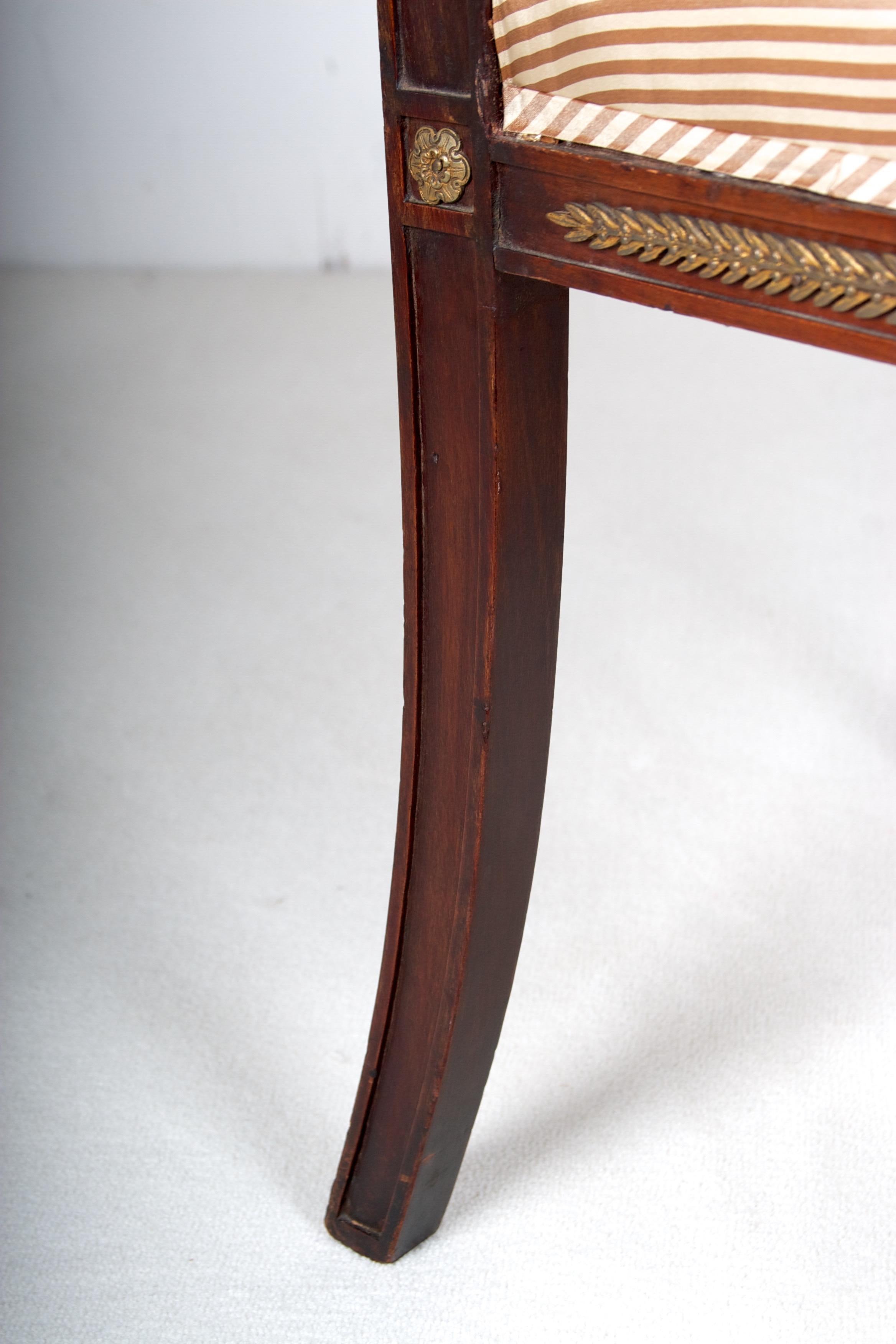 Late 19th, Century, French Empire Style Mahogany Side Chair-English 1