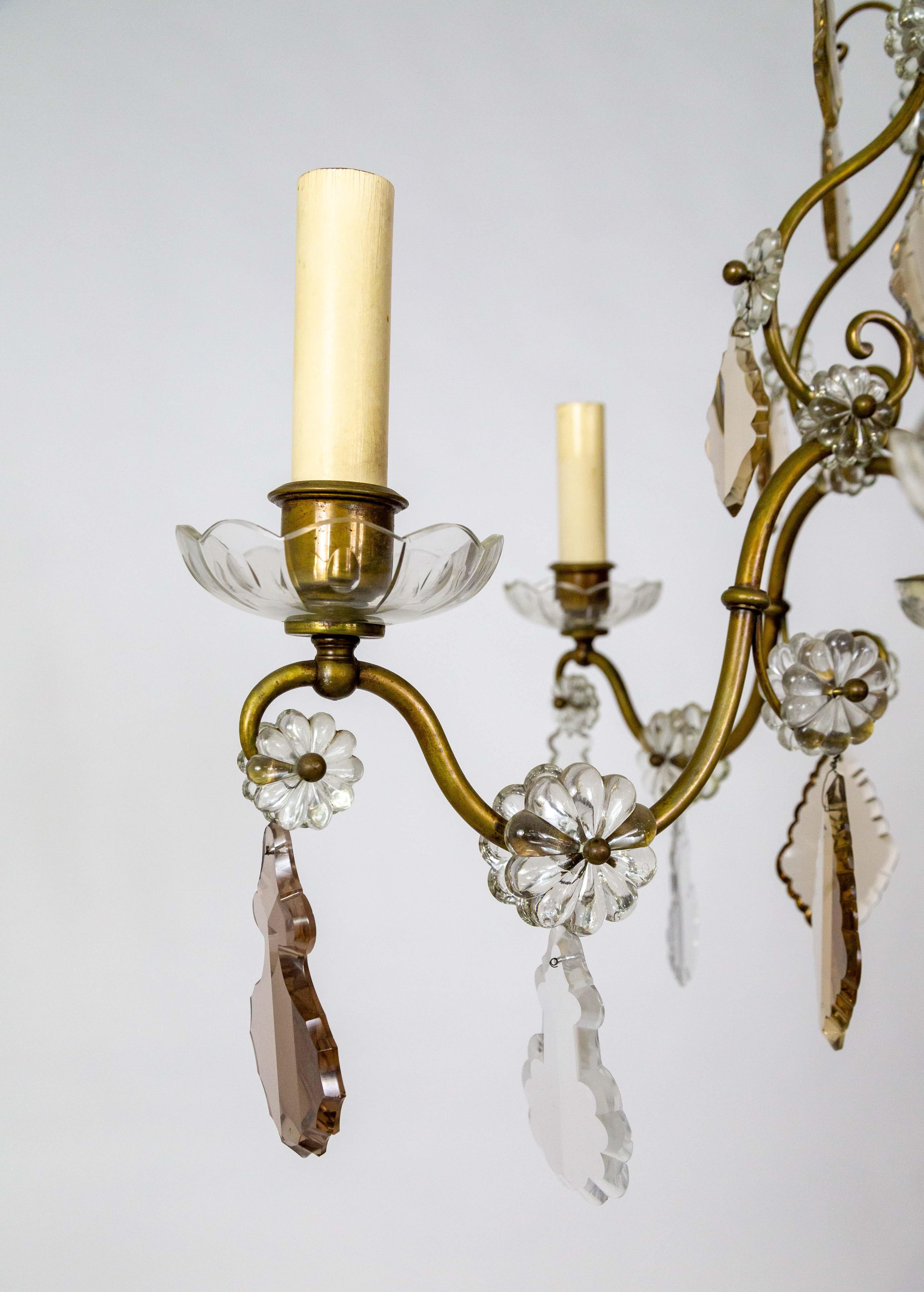 Late 19th Cent. Venetian Smoke Crystal 6-Arm Chandelier For Sale 5