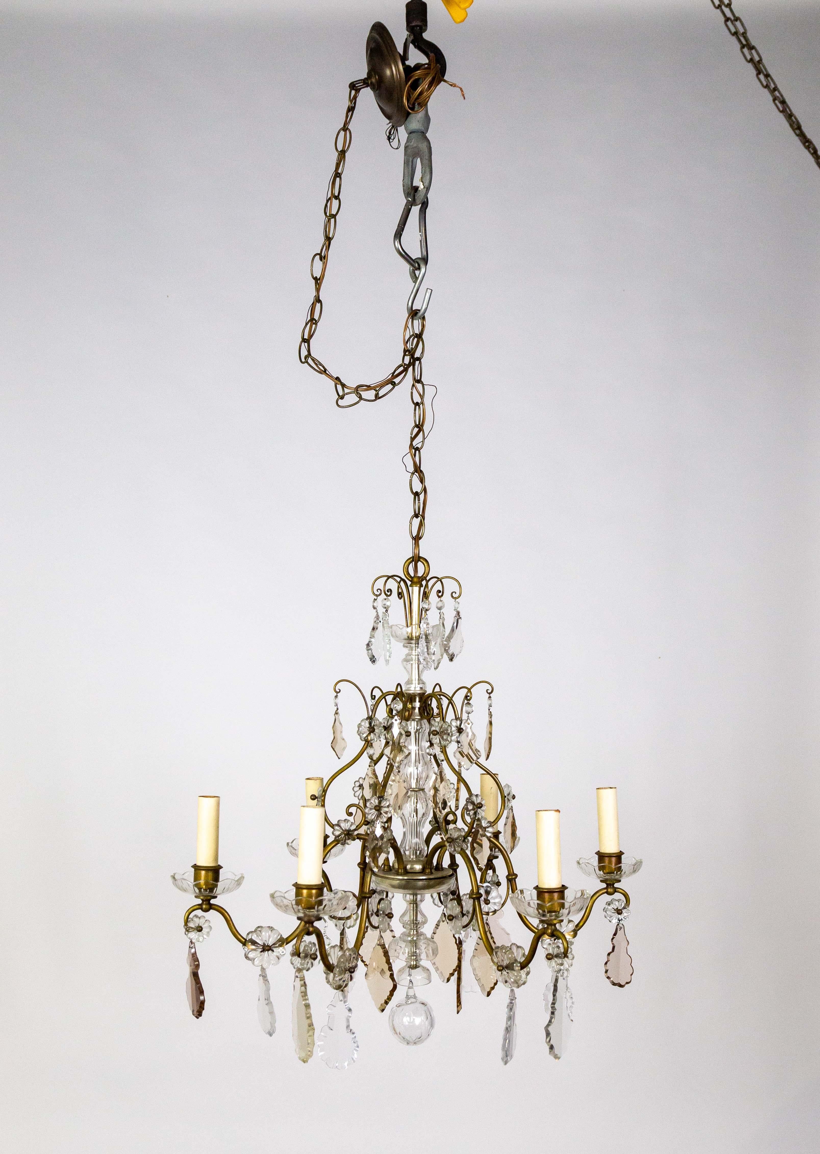 Late 19th Cent. Venetian Smoke Crystal 6-Arm Chandelier For Sale 6