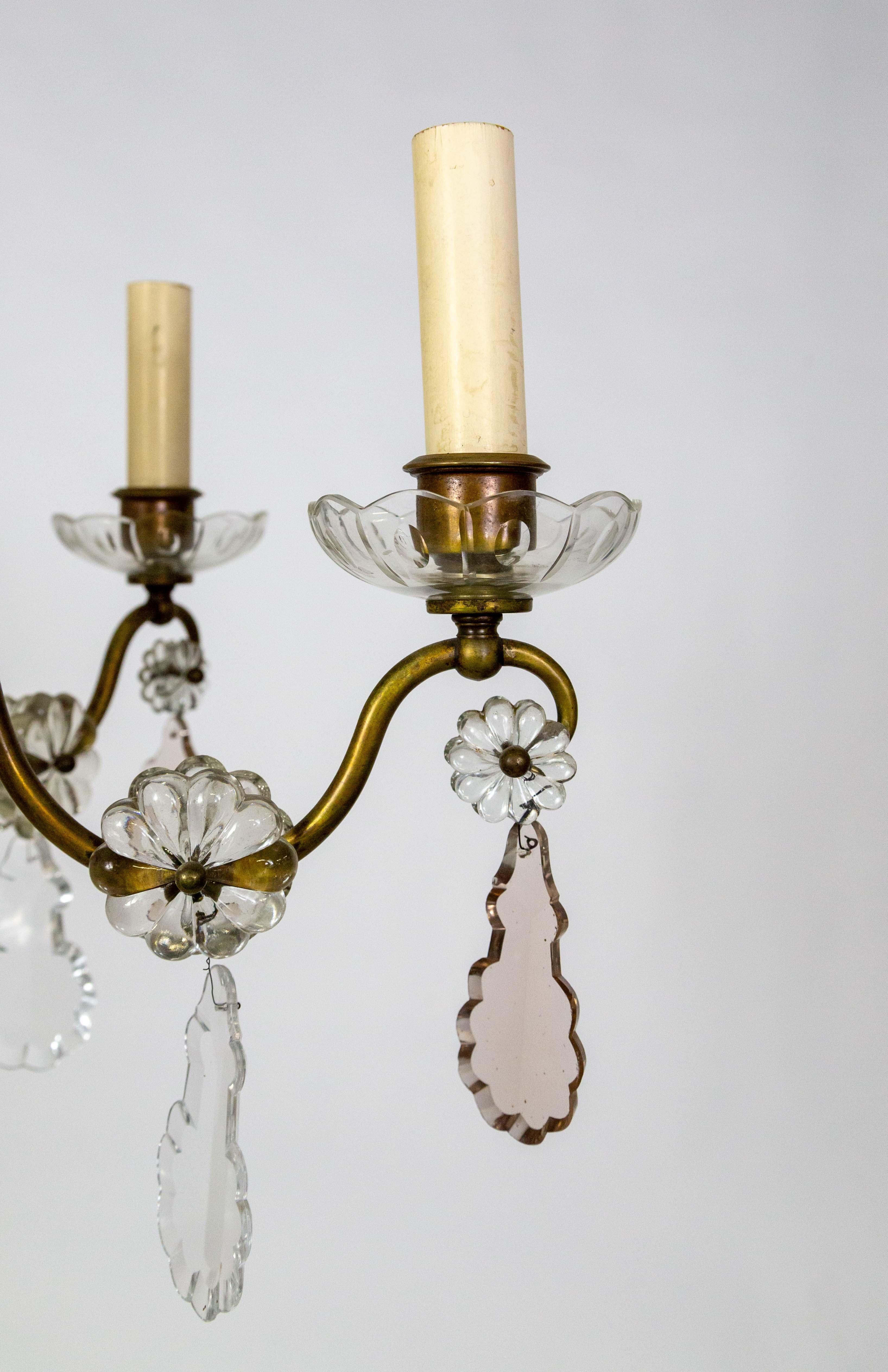 Late 19th Cent. Venetian Smoke Crystal 6-Arm Chandelier For Sale 2