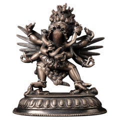 Antike Silberstatue der Vajrakilaya aus Nepal aus dem späten 19. Jahrhundert 
