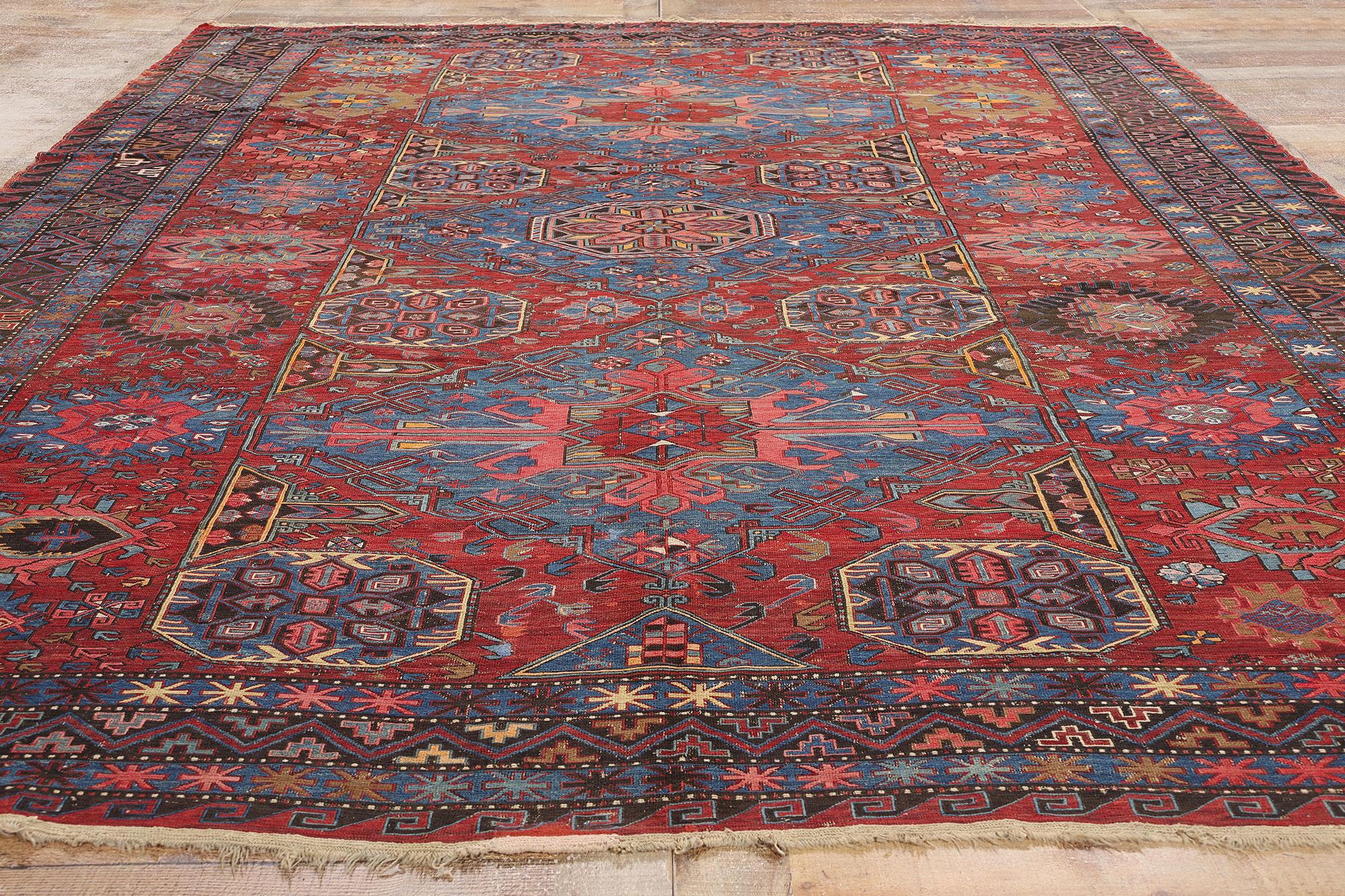 Tappeto Soumak caucasico antico della fine del XIX secolo, 08'06 x 11'05 in vendita 1