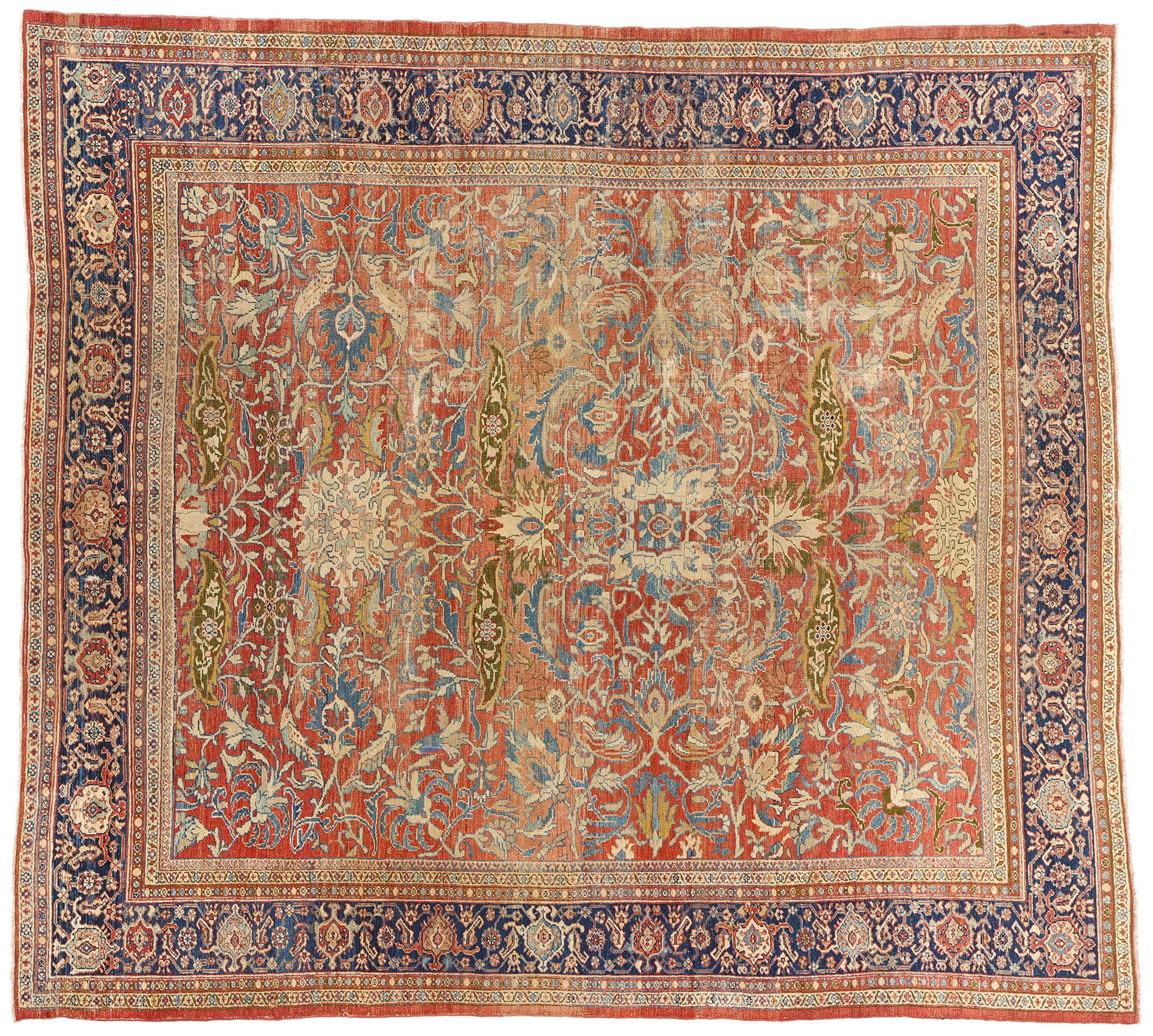 Late 19th Century 1890's Antique Persian Sultanabad Rug with Modern Style For Sale 4
