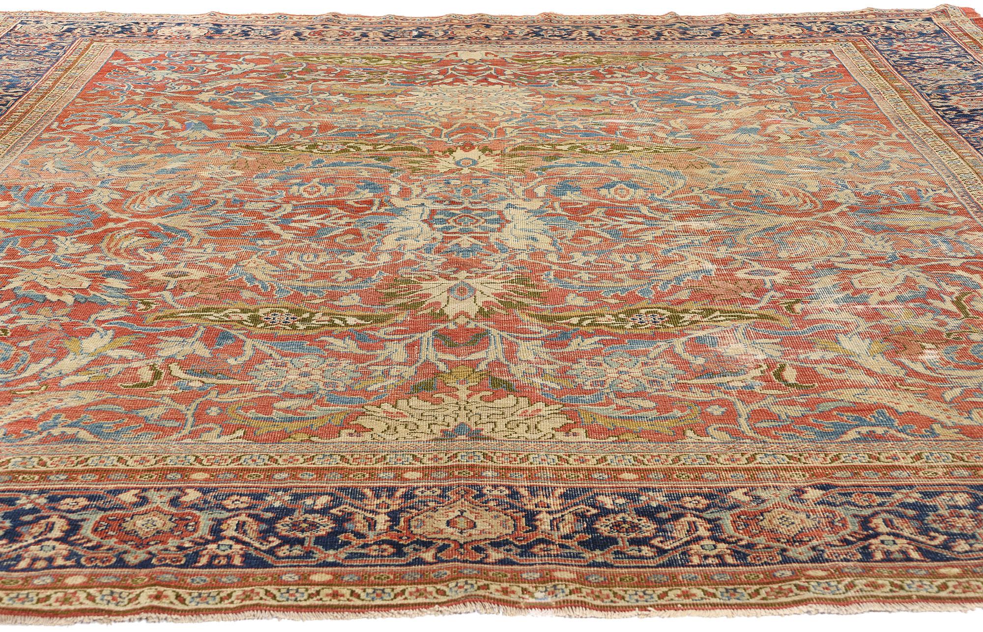 Spanish Colonial Late 19th Century 1890's Antique Persian Sultanabad Rug with Modern Style For Sale