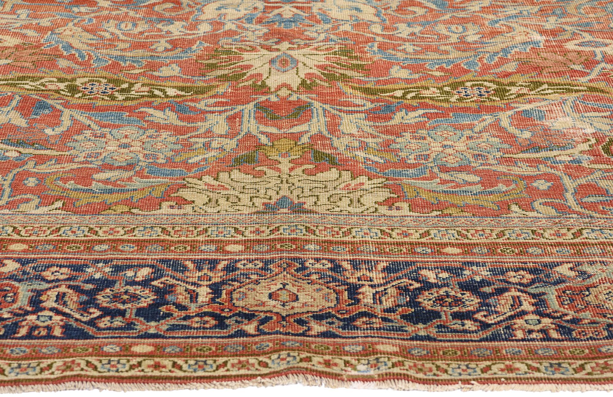 Hand-Knotted Late 19th Century 1890's Antique Persian Sultanabad Rug with Modern Style For Sale
