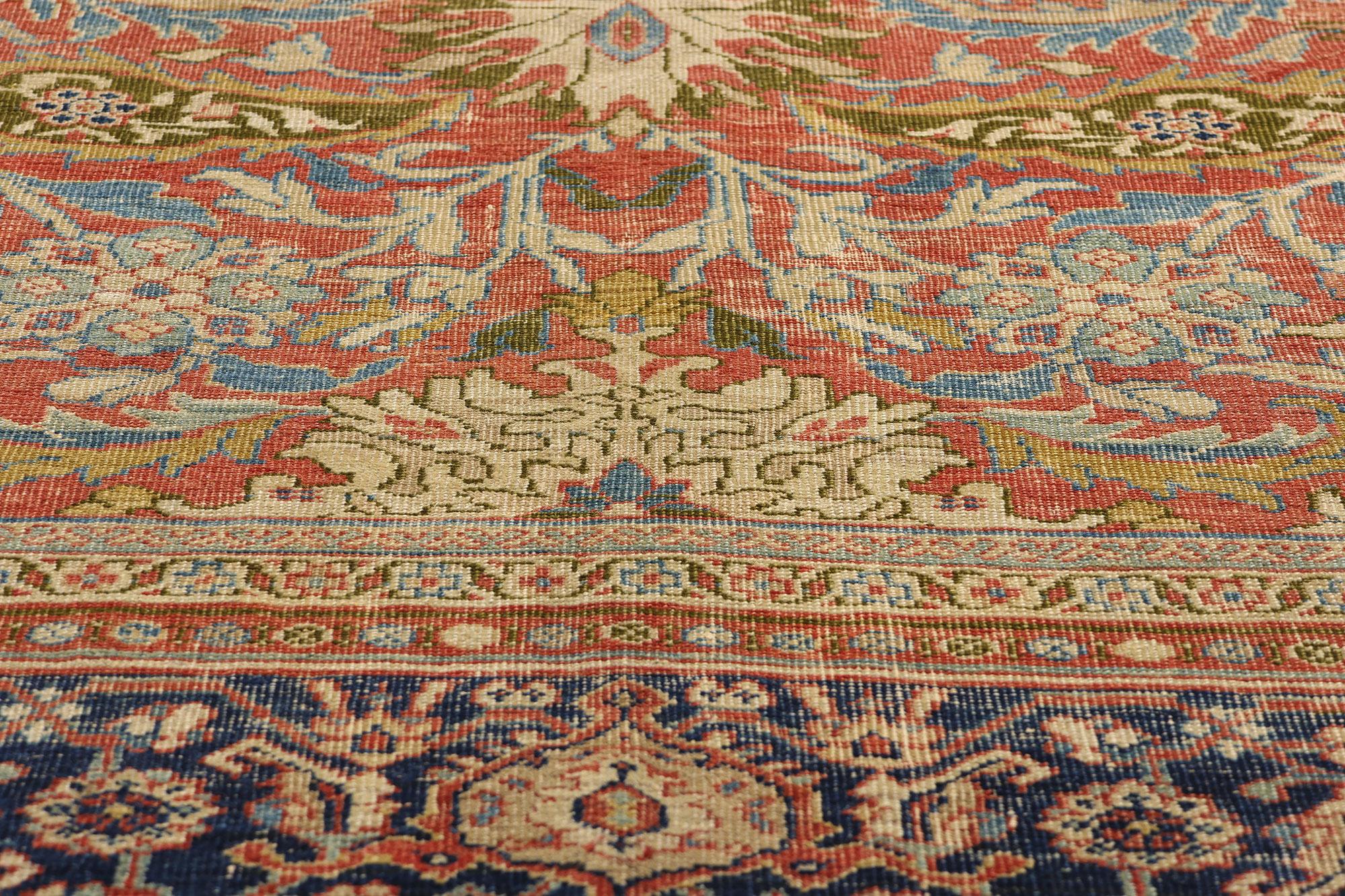 Late 19th Century 1890's Antique Persian Sultanabad Rug with Modern Style In Distressed Condition For Sale In Dallas, TX