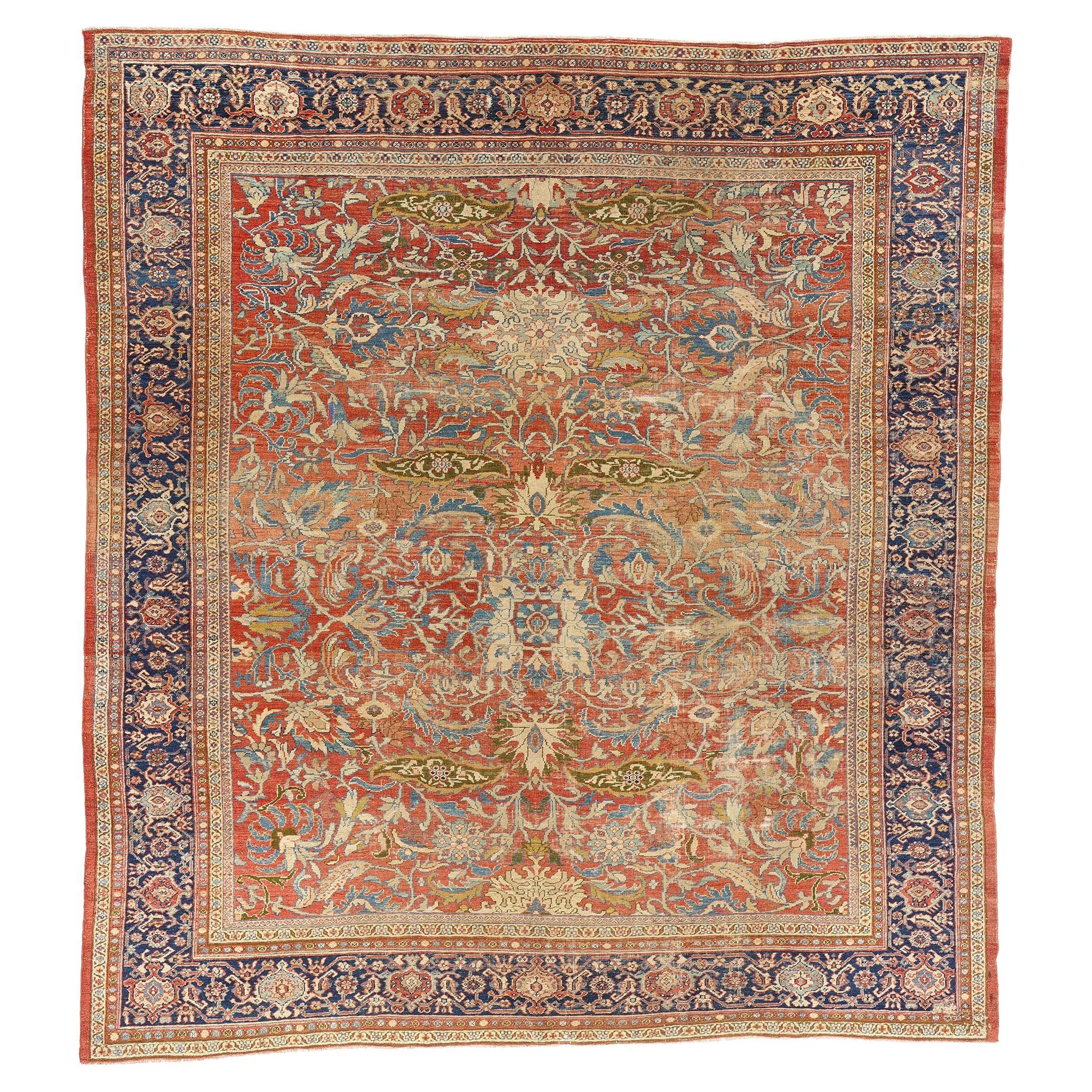 Late 19th Century 1890's Antique Persian Sultanabad Rug with Modern Style For Sale