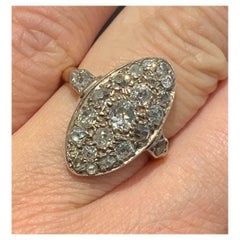 Late 19th Century 18k Yellow Gold Ring, Pavé-set Rose-cut Diamonds