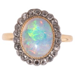 Late 19th Century 18kt Gold Diamond And Opal Ring