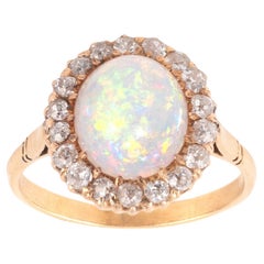 Late 19th Century 18kt Gold Diamond And Opal Ring Late 19th Century 18kt Gold Diamond And Opal Ring