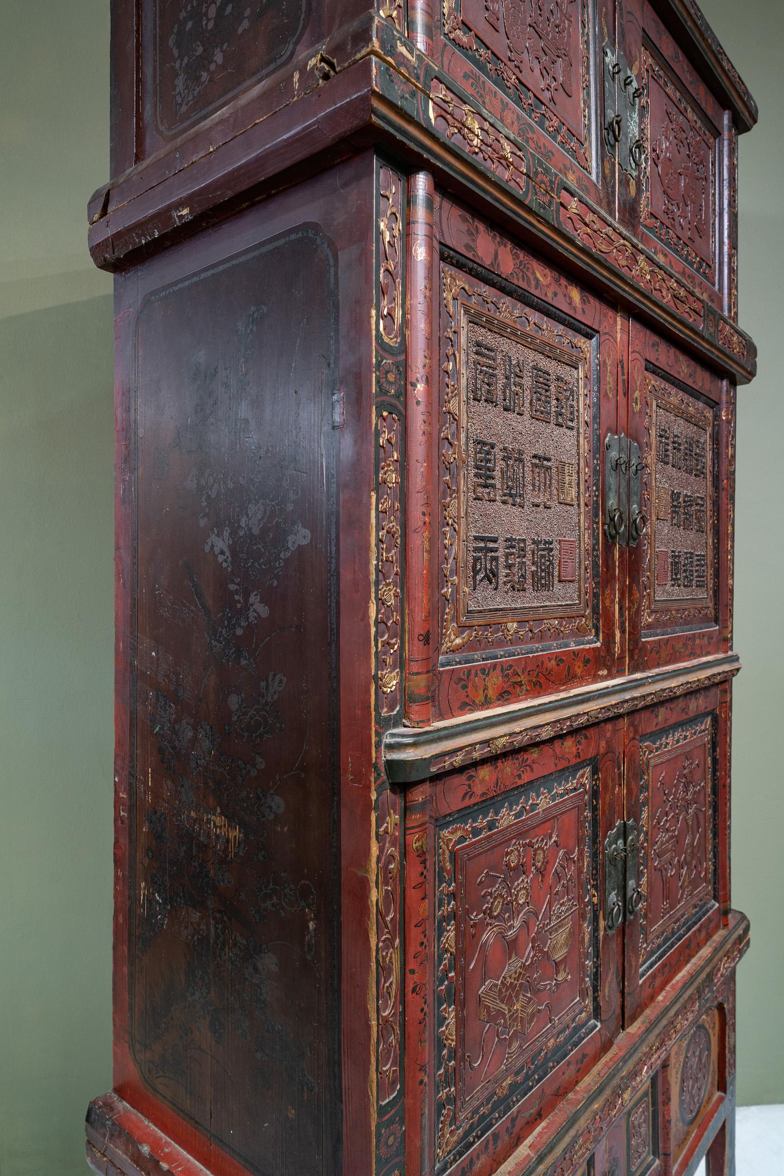 3-stöckiger Schrank aus Fujian, China, spätes 19. Jahrhundert (Qing-Dynastie)