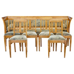 Late 19th Century 7 Piece Burr Birch Living Room Suite