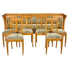 Late 19th century 7 piece burr birch living room suite