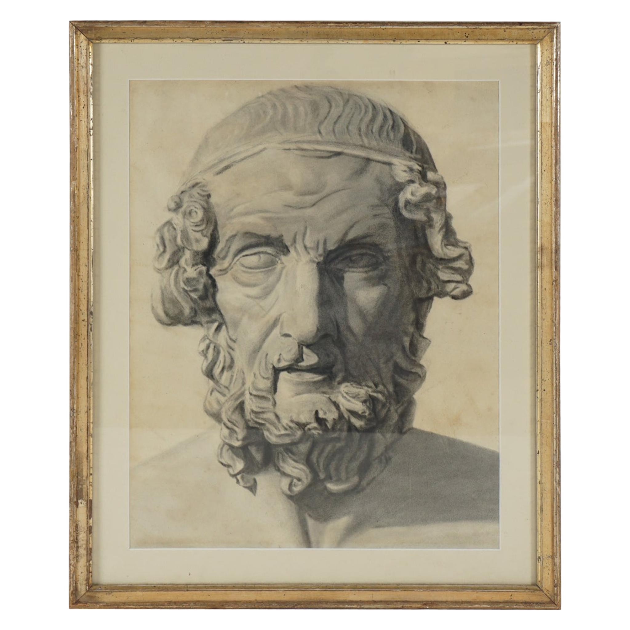 Late 19th Century Academic Drawing of Homer