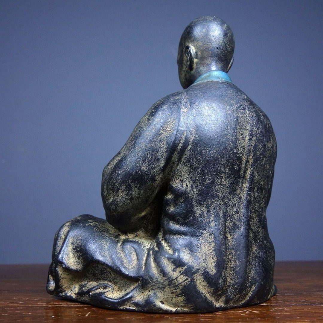 Late 19th Century Adamas Stone Sculpture Praying Monk For Sale 4
