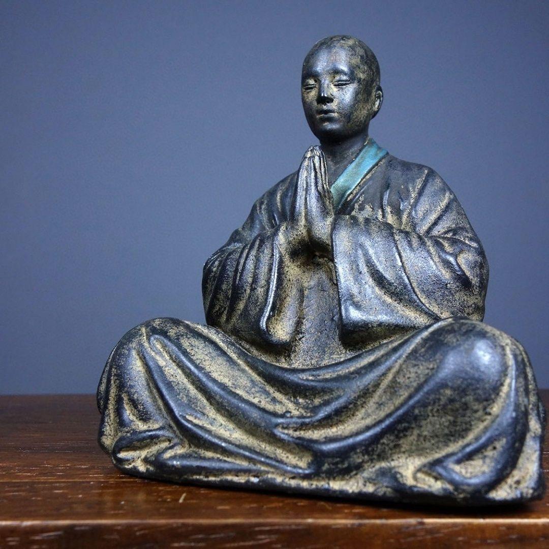 Late 19th Century Adamas Stone Sculpture Praying Monk For Sale 5