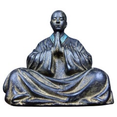 Antique Late 19th Century Adamas Stone Sculpture Praying Monk