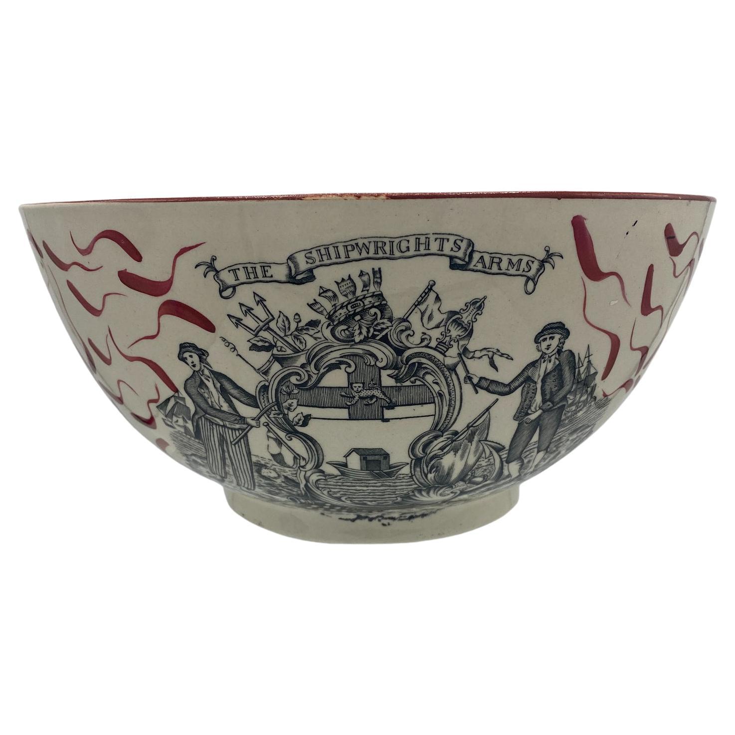 Late 19th Century Adams Pottery John Leach the Shipwrights Arms Ceramic Bowl For Sale