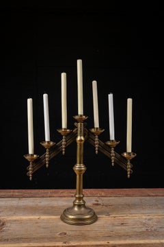Candelabre de sabbat réglable en laiton, fin du XIXe siècle
