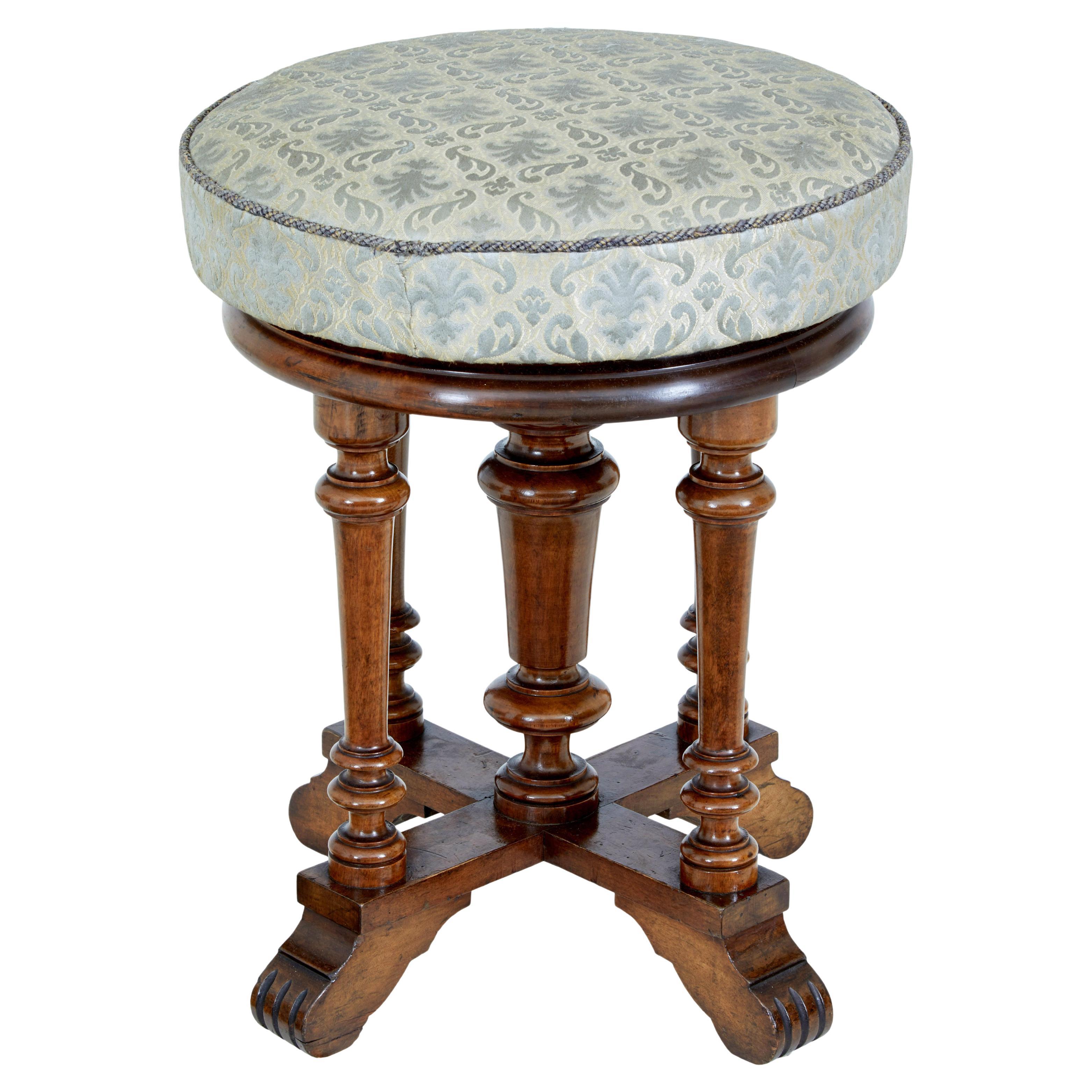 Late 19th century adjustable walnut piano stool