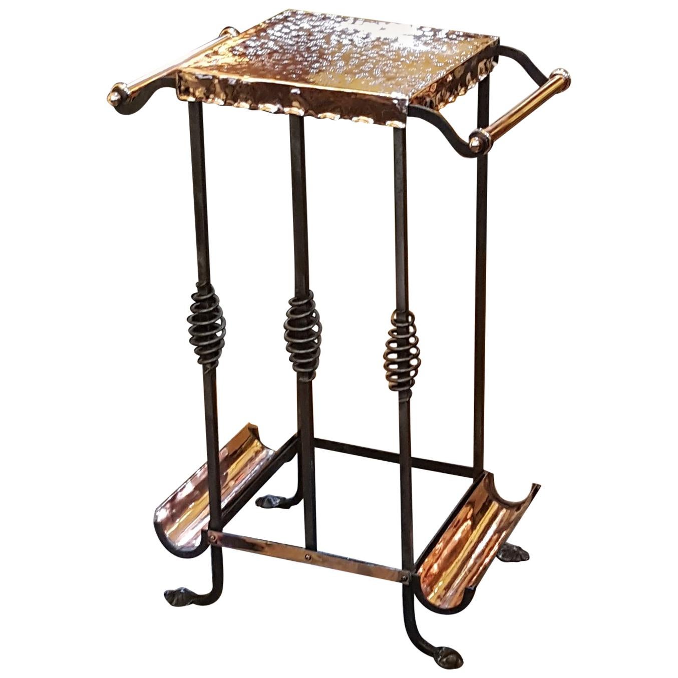 Late 19th Century Aesthetic Copper and Steel Umbrella Stand For Sale