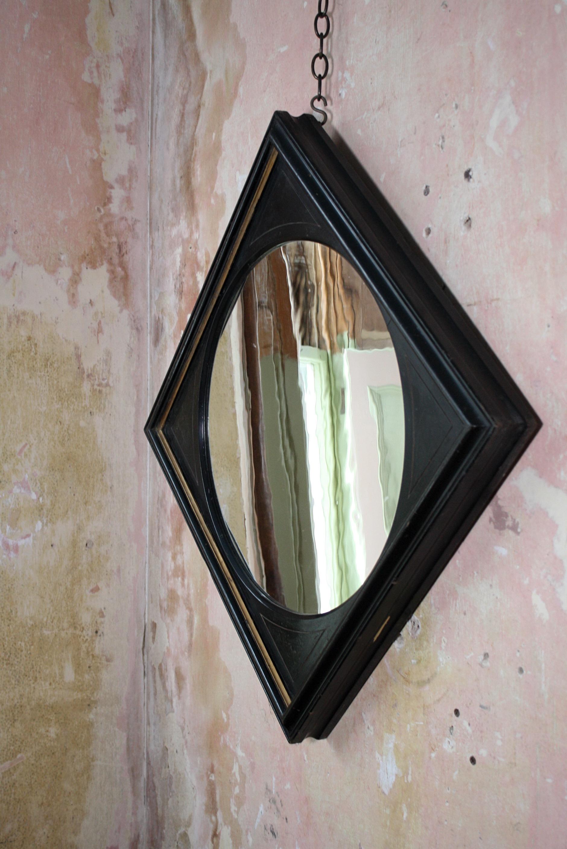English Late 19th Century Aesthetic Movement Ebonised & Gilt Ripple Mirror For Sale