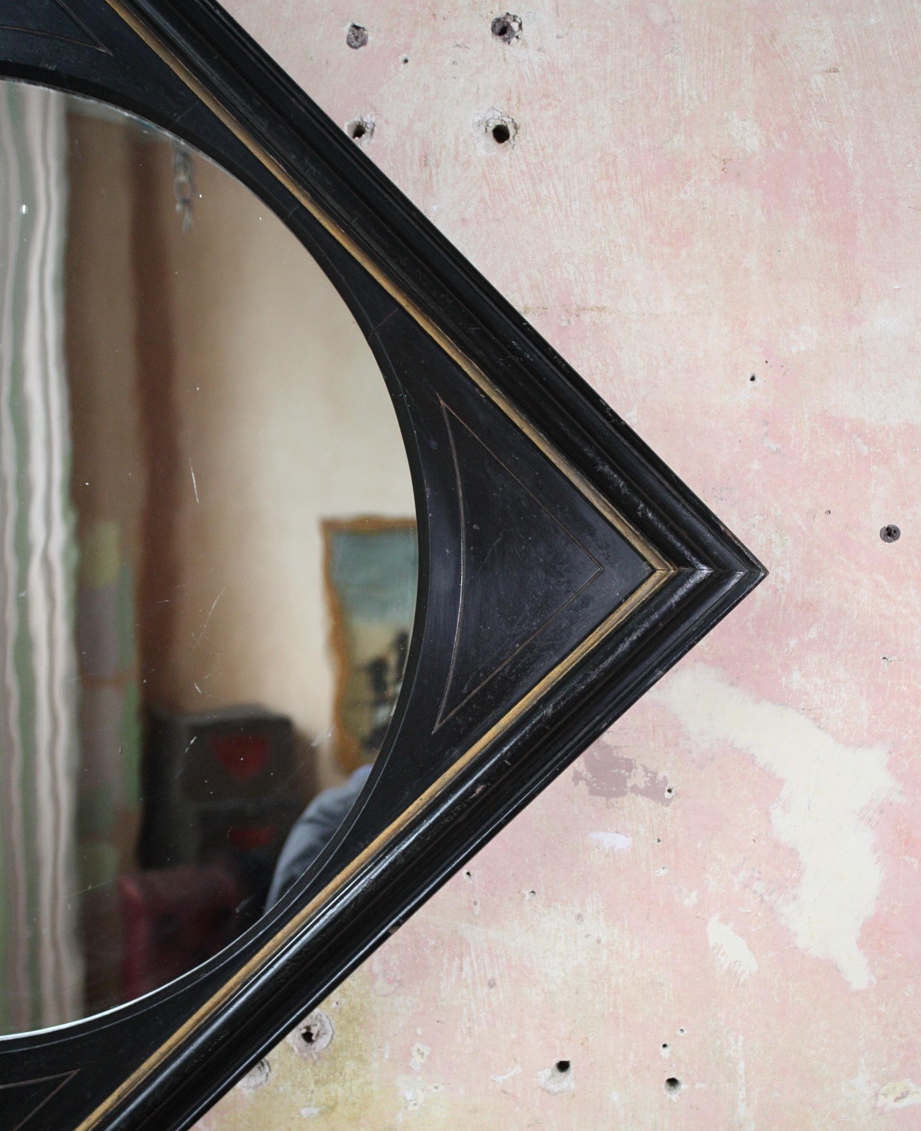 Late 19th Century Aesthetic Movement Ebonised & Gilt Ripple Mirror For Sale 2