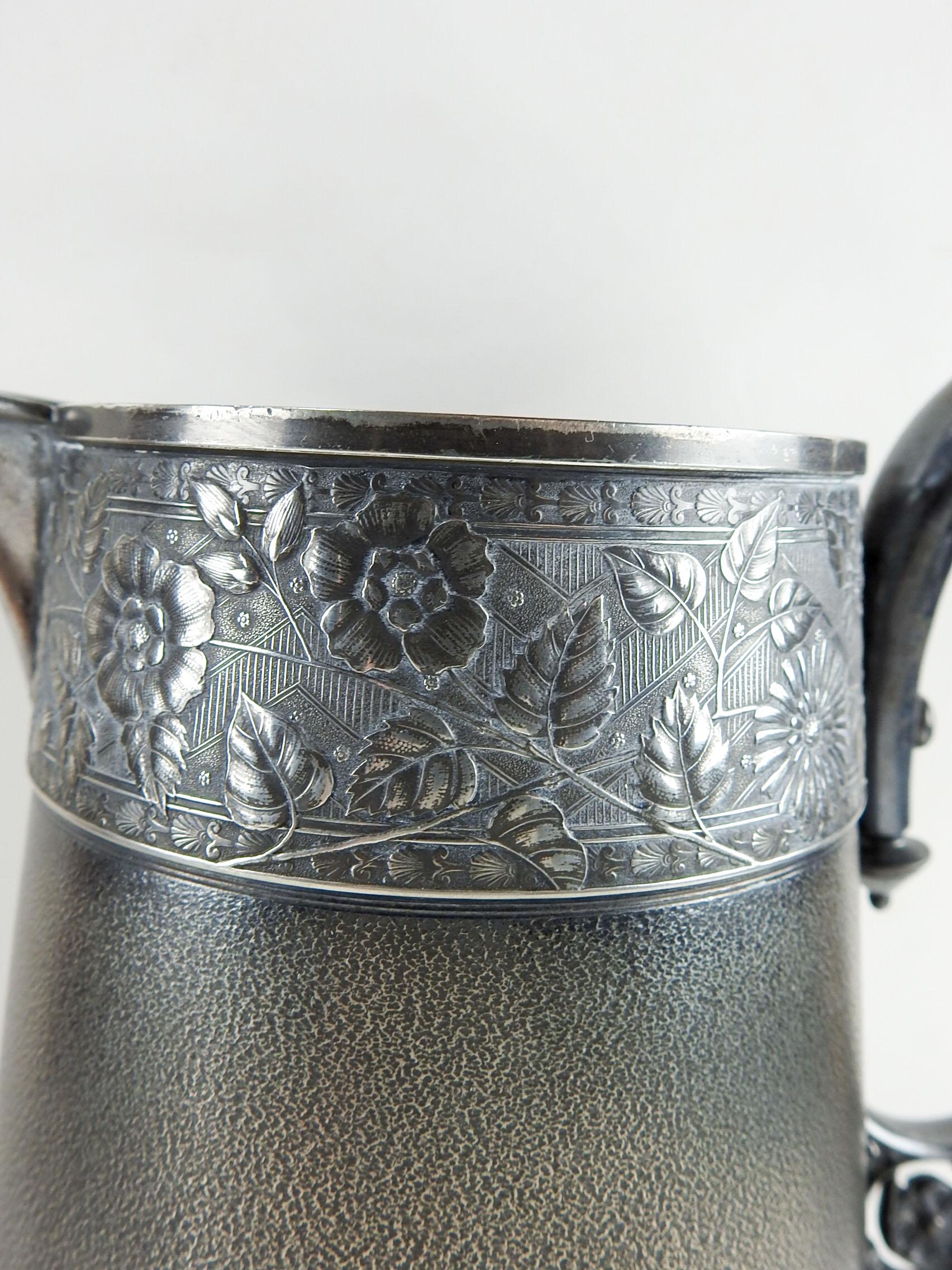 American Late 19th Century Aesthetic Movement Silverplate Pitcher For Sale