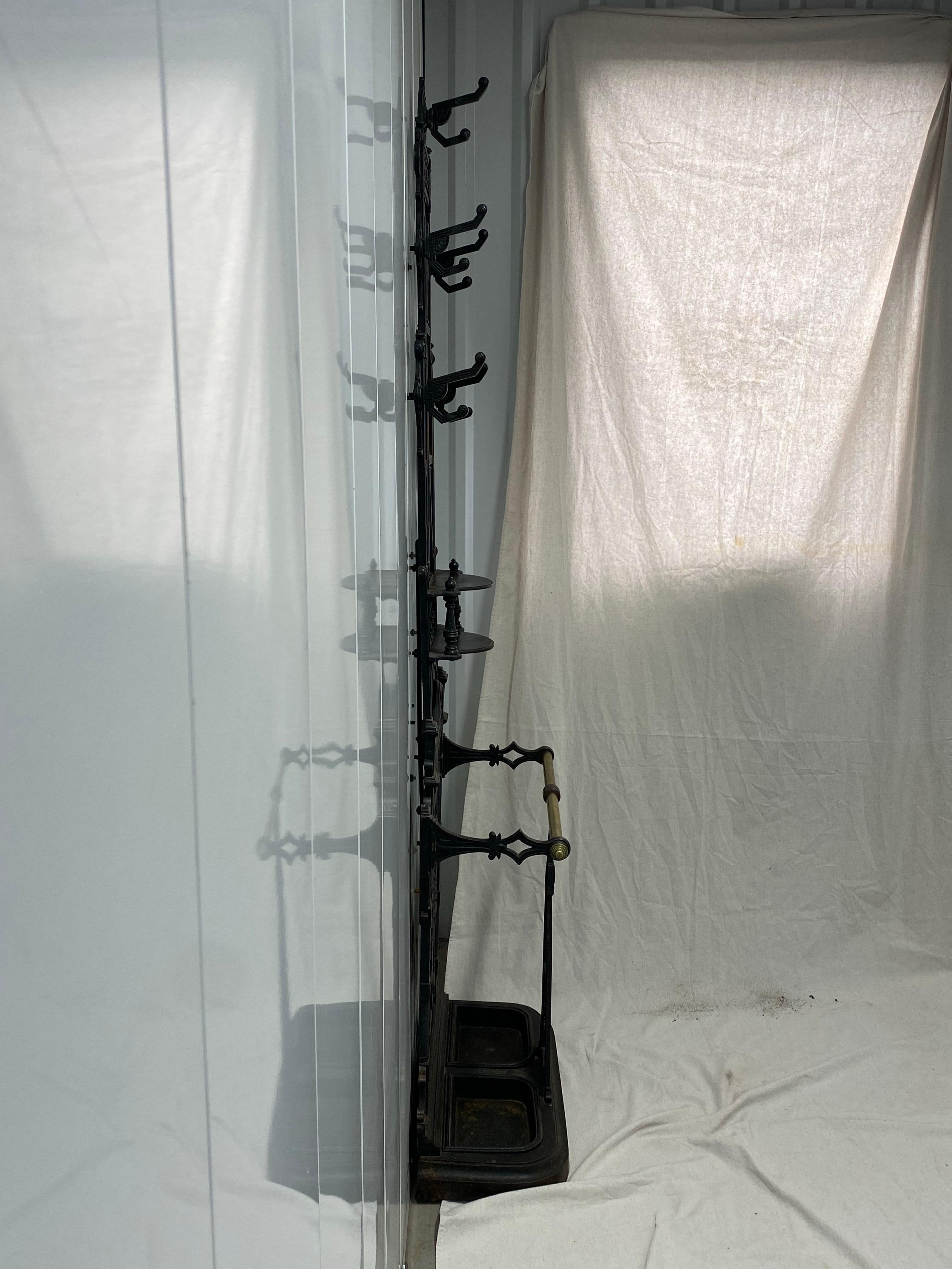 Aesthetic Movement Late 19th century Aesthetic Period Victorian English Cast Iron Hall Tree For Sale