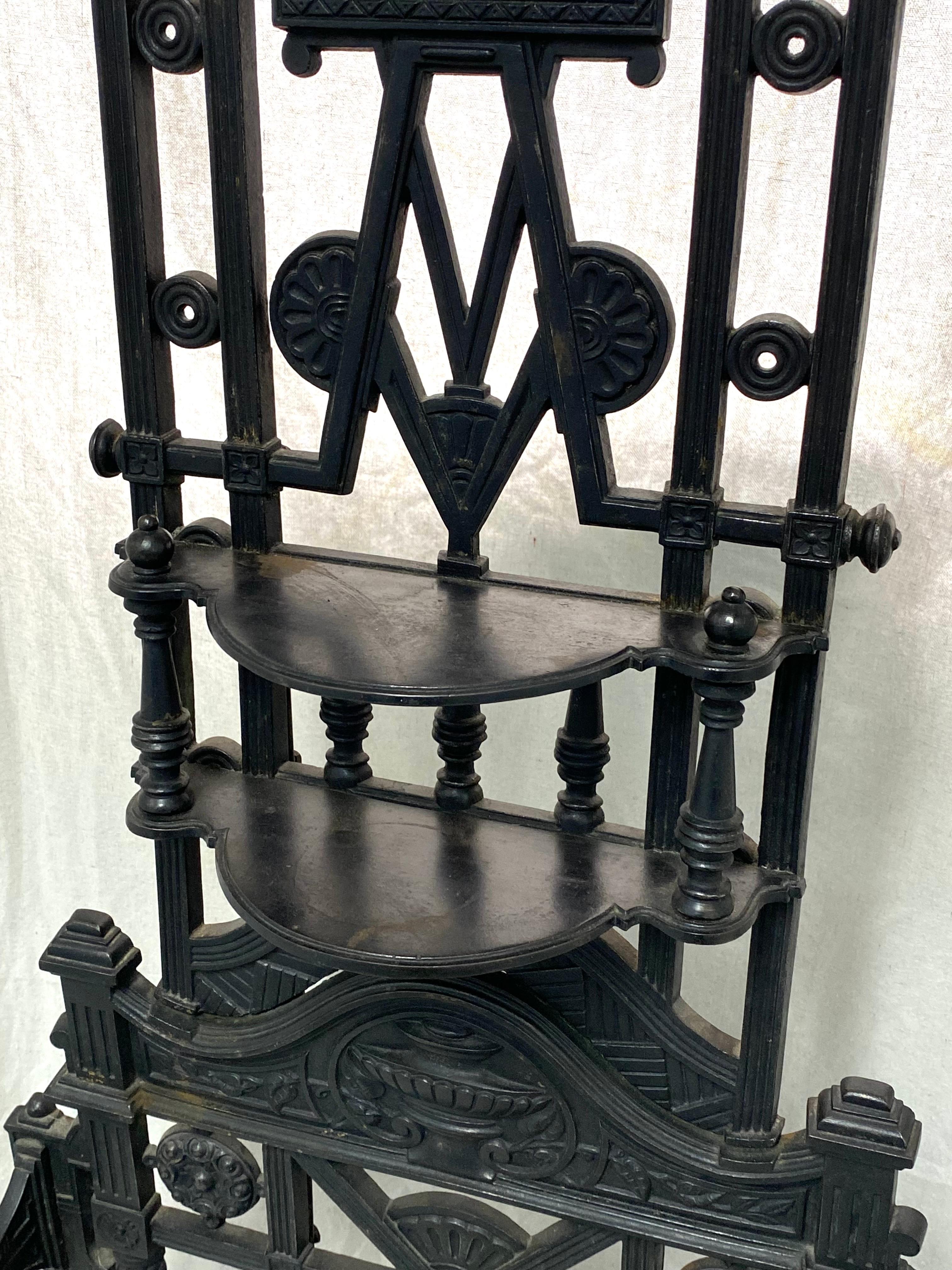 Late 19th century Aesthetic Period Victorian English Cast Iron Hall Tree For Sale 3