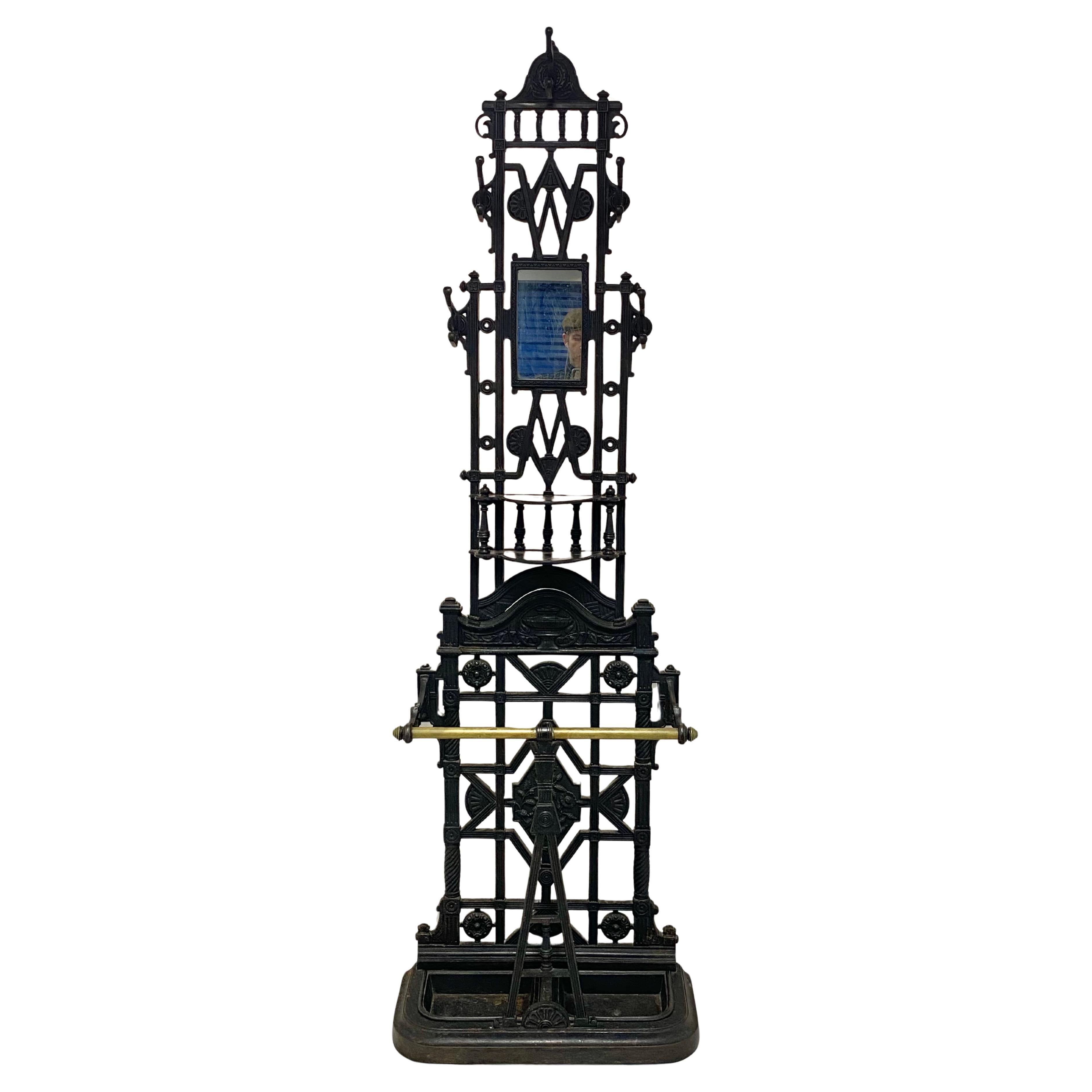 Late 19th century Aesthetic Period Victorian English Cast Iron Hall Tree