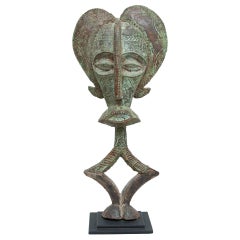 Late 19th Century African Kota-Obamba Reliquary Figure, Wood and Brass