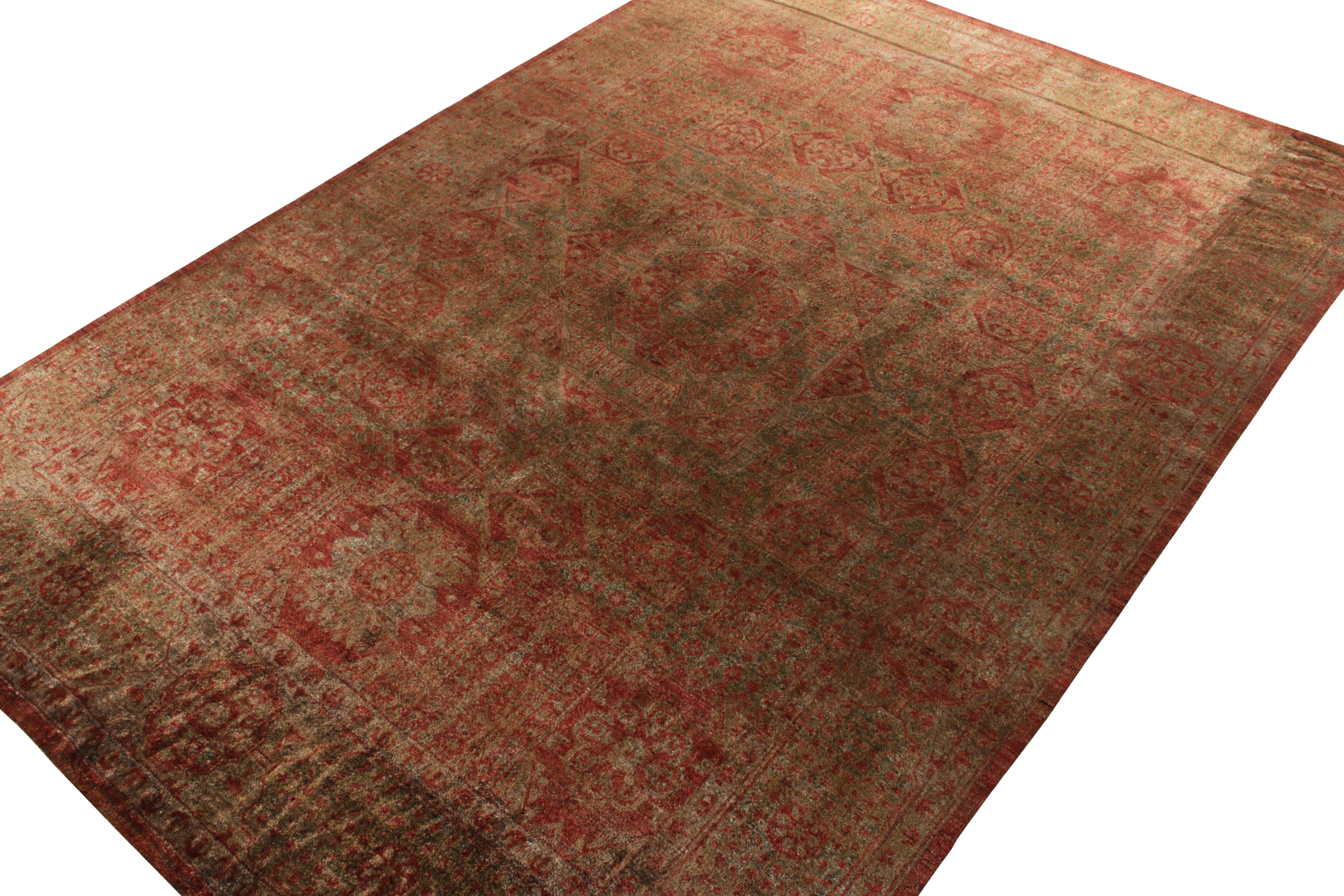 Indien Fin du 19e siècle, tapis en soie de style Agra, rouge, motif de médaillon vert, Rug & Kilim en vente