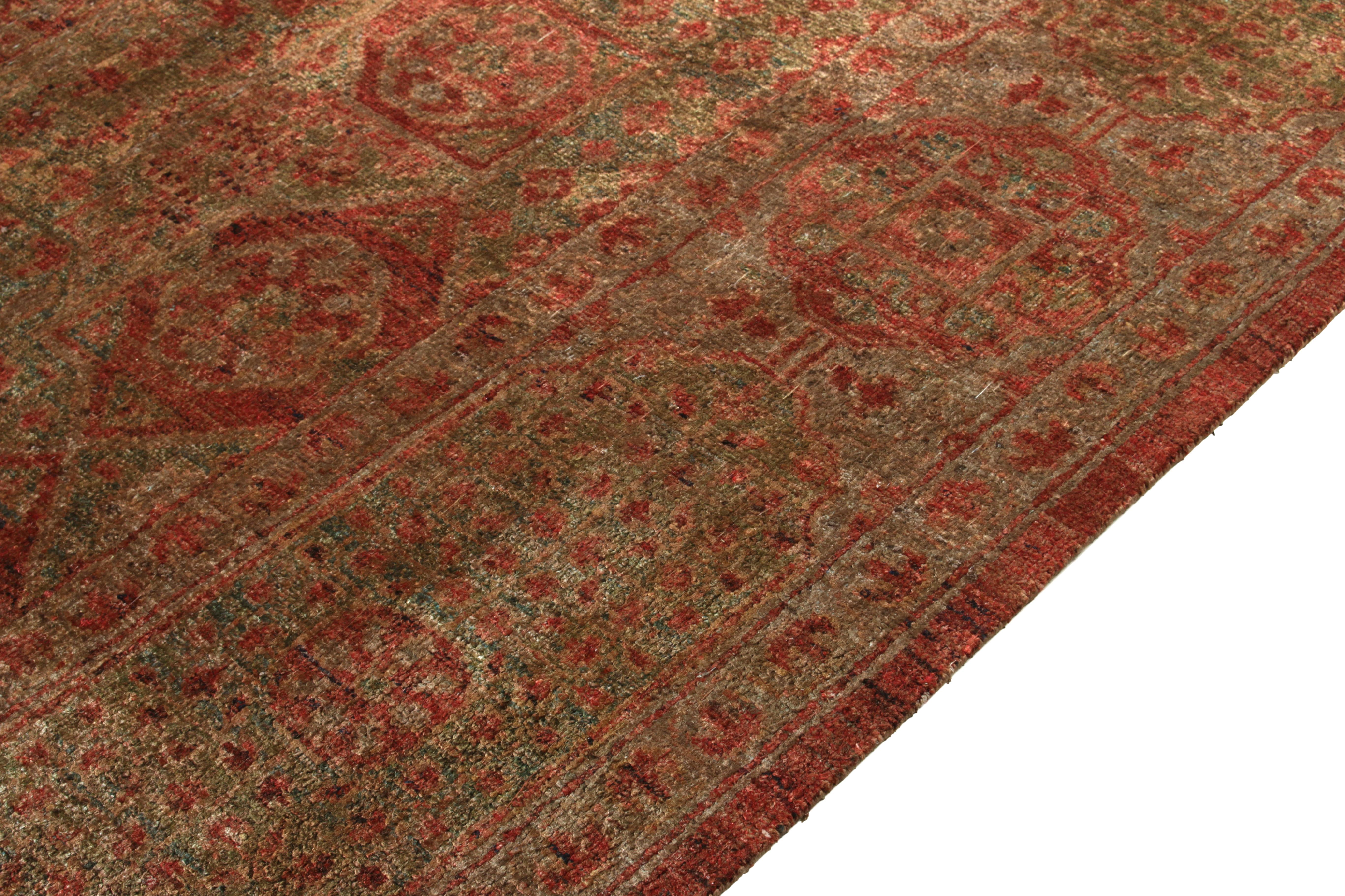 Noué à la main Fin du 19e siècle, tapis en soie de style Agra, rouge, motif de médaillon vert, Rug & Kilim en vente