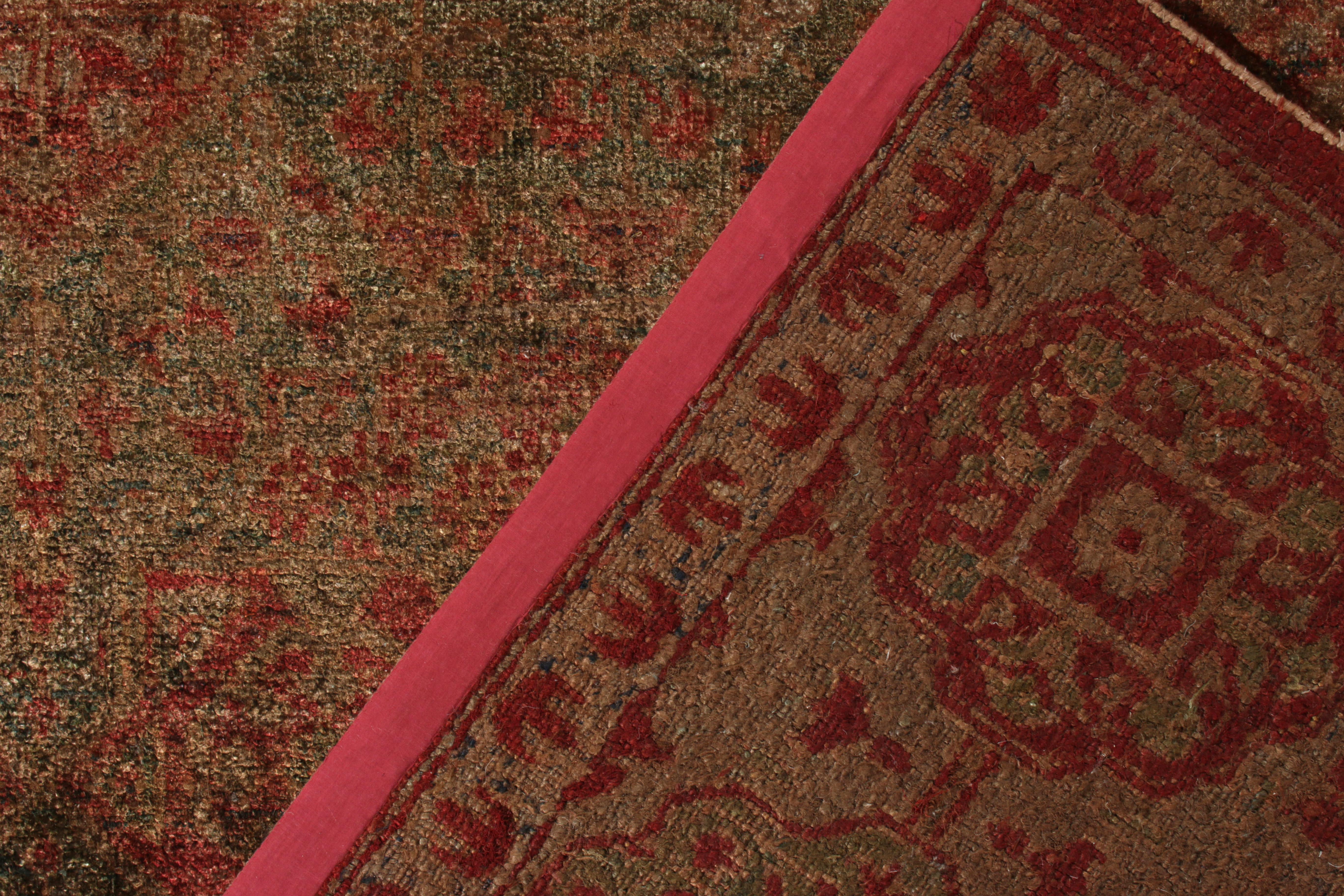 XXIe siècle et contemporain Fin du 19e siècle, tapis en soie de style Agra, rouge, motif de médaillon vert, Rug & Kilim en vente